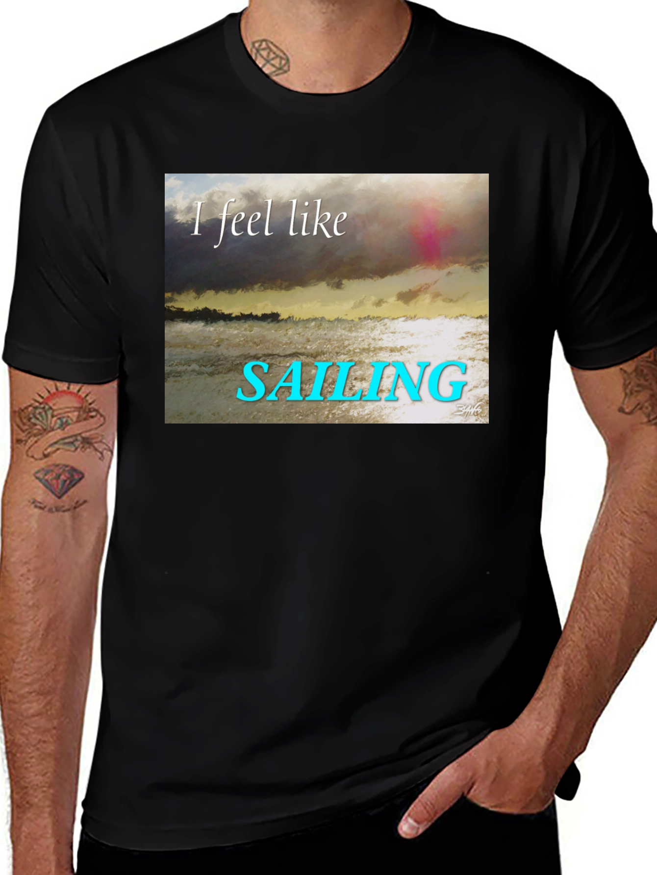 Variant 17 of Sailing T-Shirt - Black Crew Neck