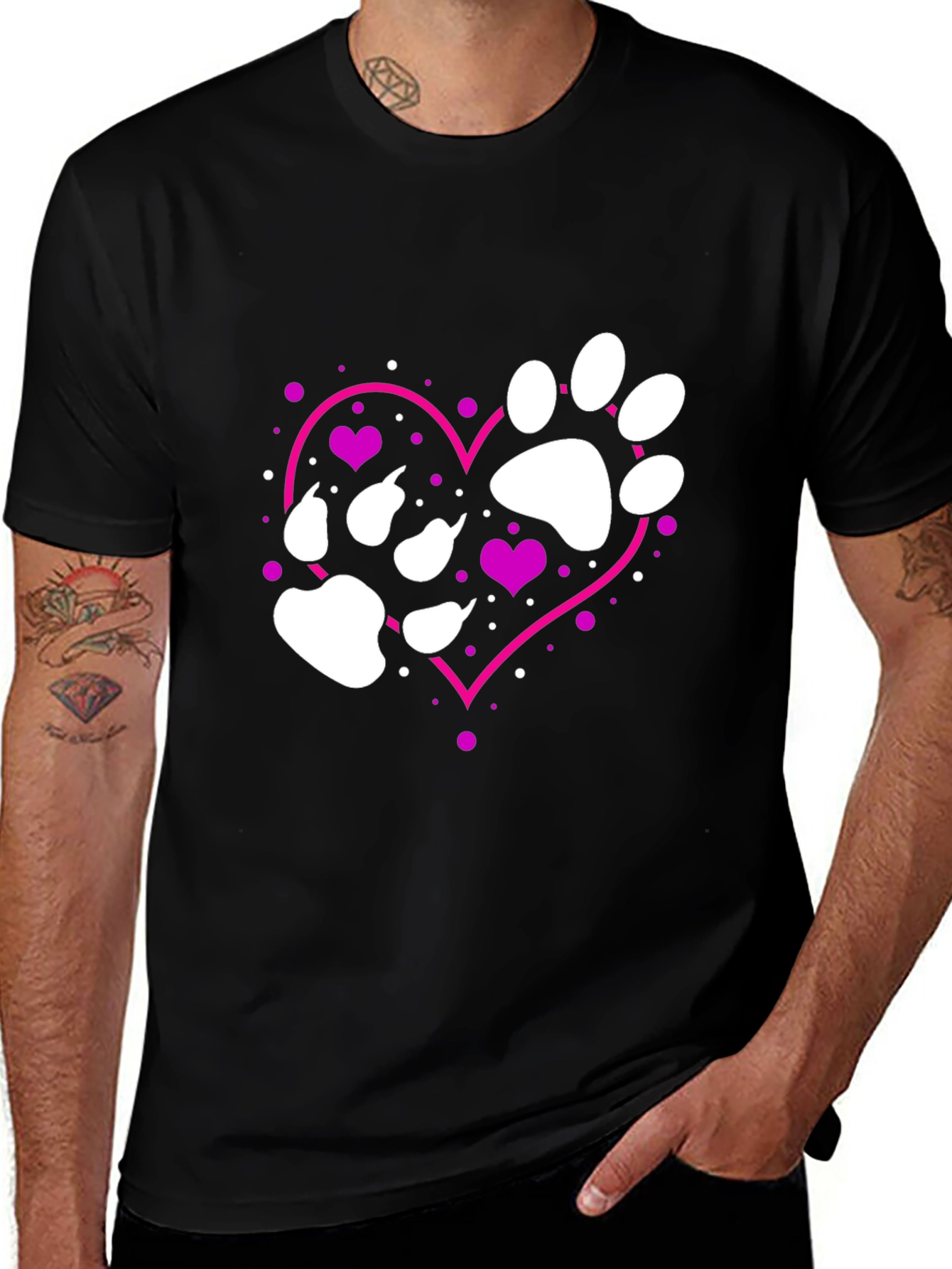 Variant 17 of Paw Print Heart T-Shirt - Dog Lover Tee