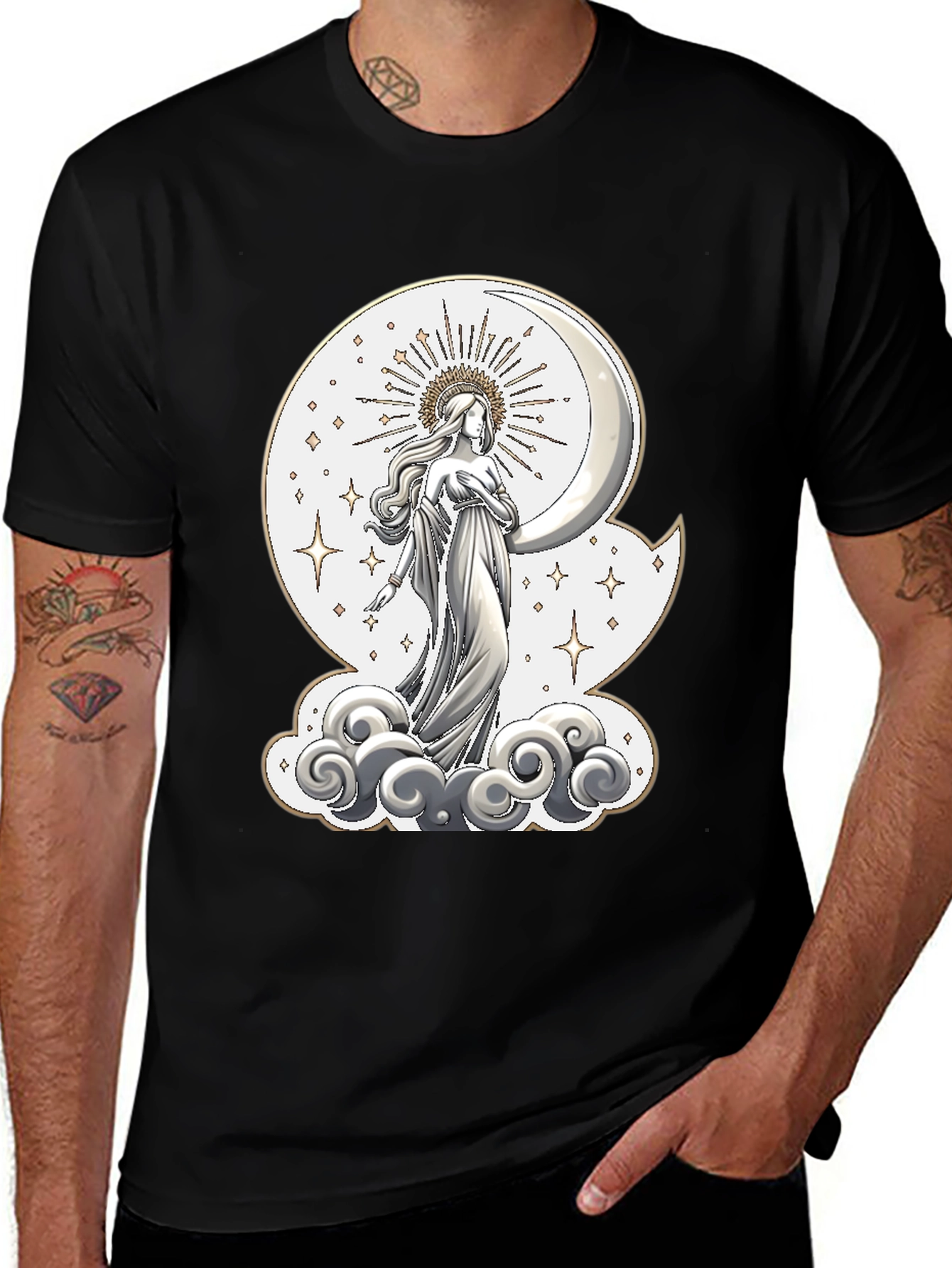 Variant 15 of Moon Goddess Graphic Tee - Celestial Design