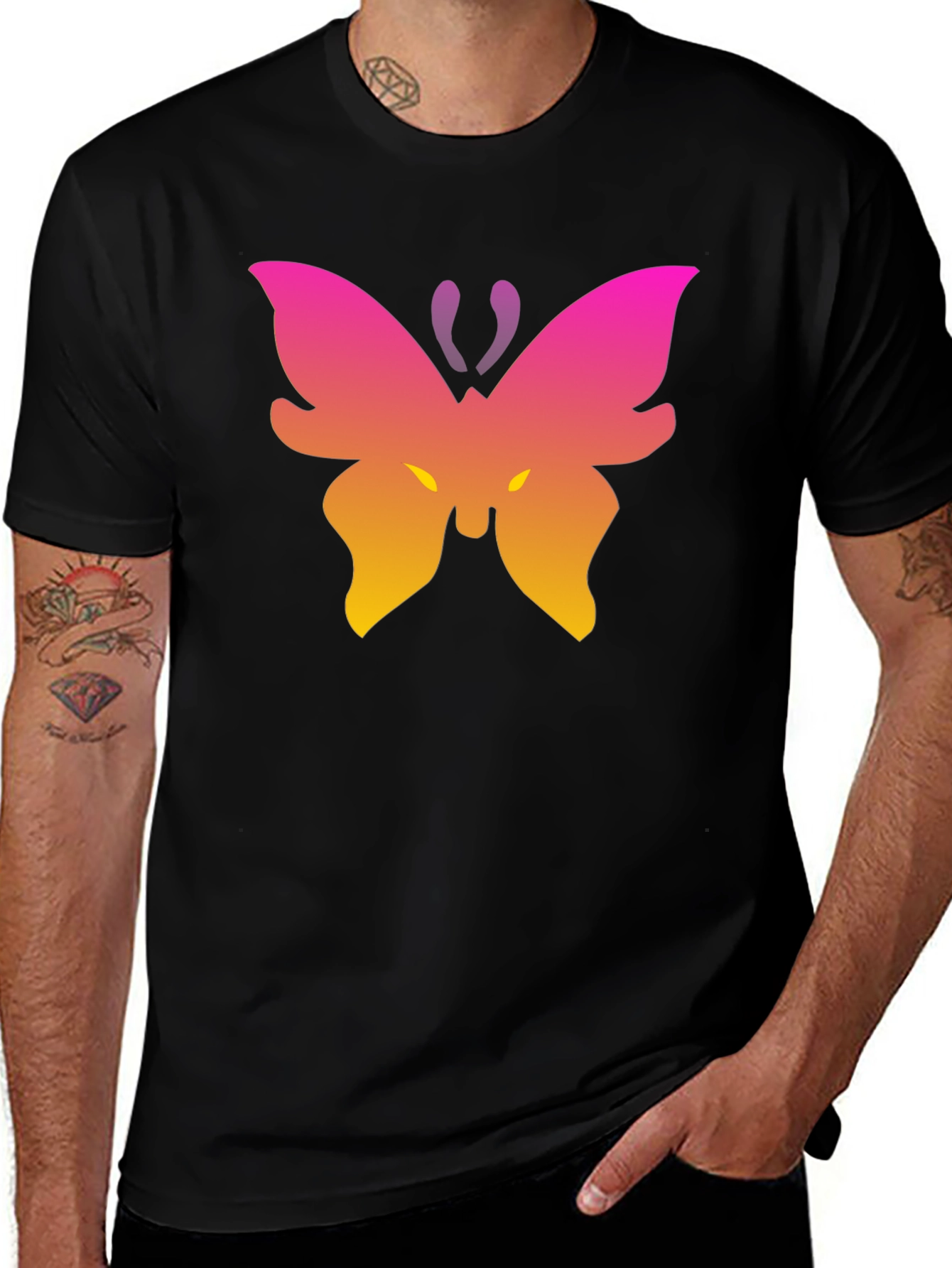 Variant 22 of Gradient Butterfly Graphic Black T-Shirt