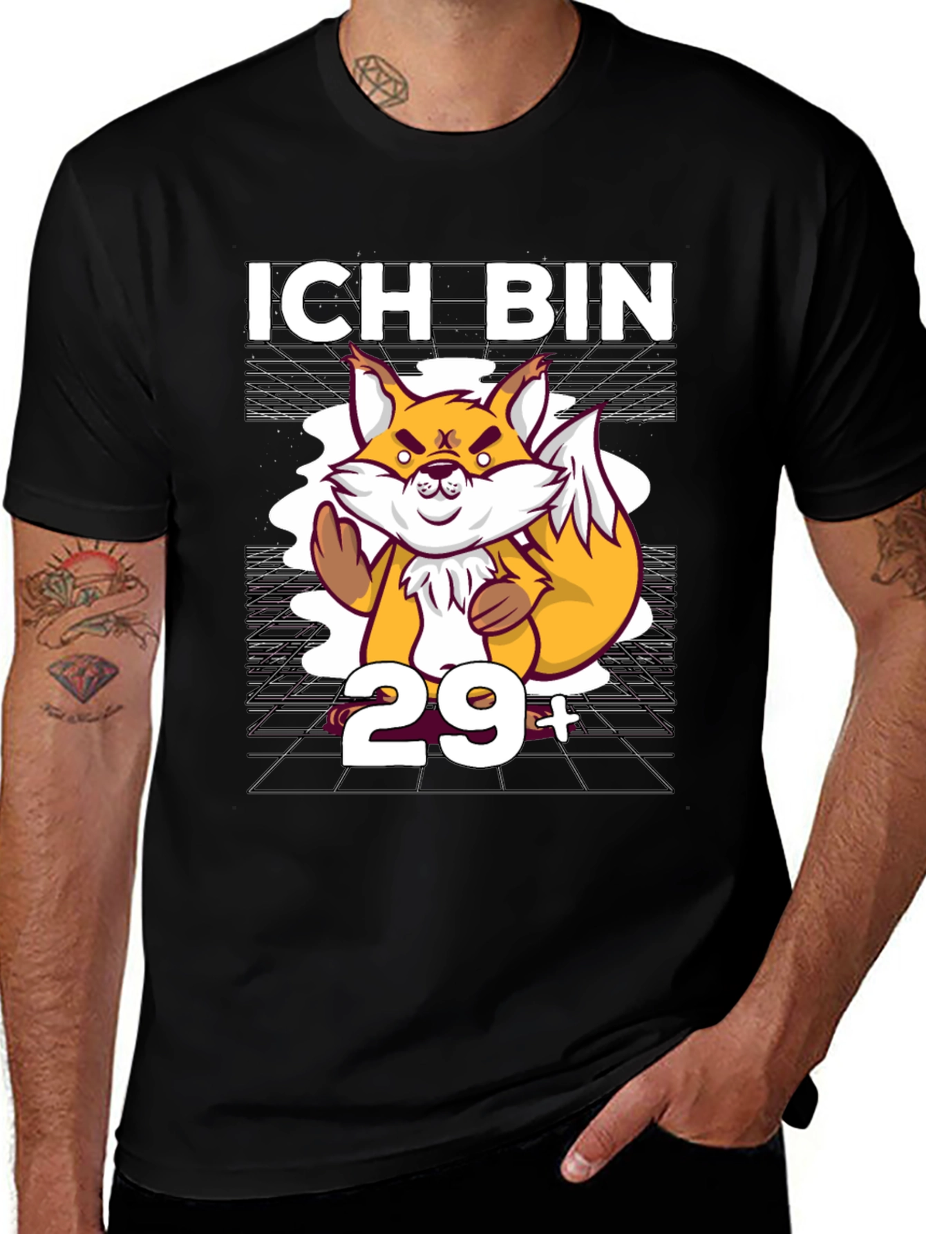Variant 13 of Funny 29+ Fox Graphic Tee - Unisex Black T-Shirt