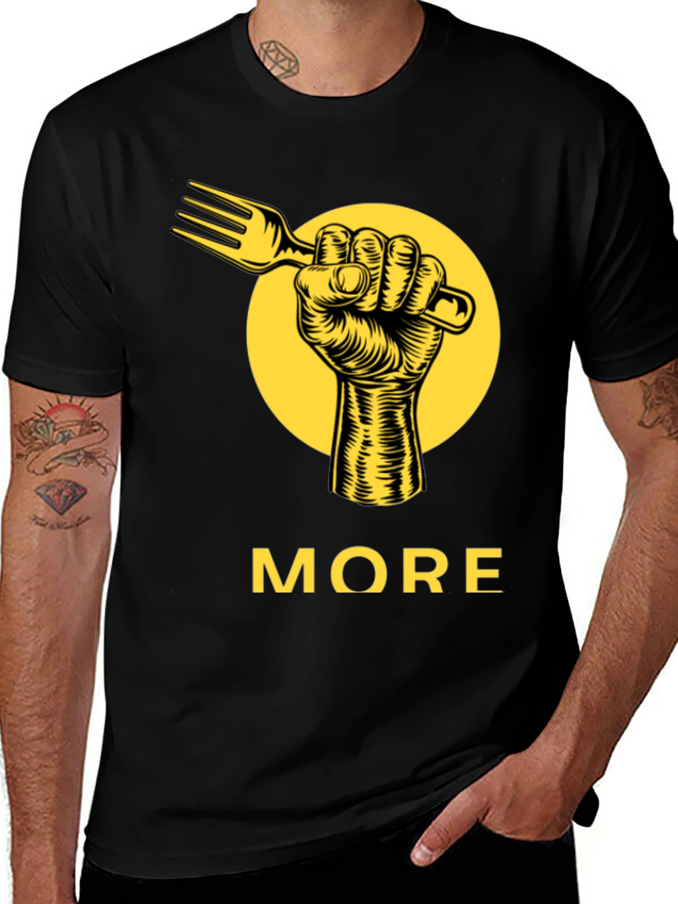 More Fork Hand Graphic T-Shirt - Black