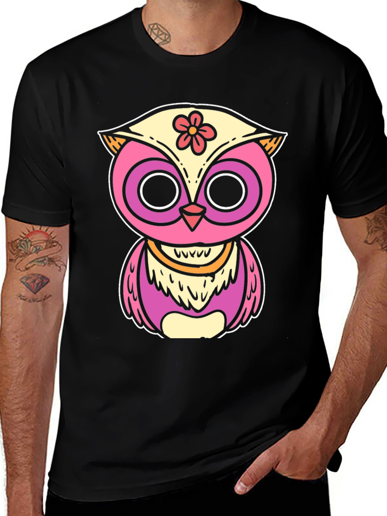 Variant 17 of Owl Graphic Print T-Shirt - Cute Cartoon Bird