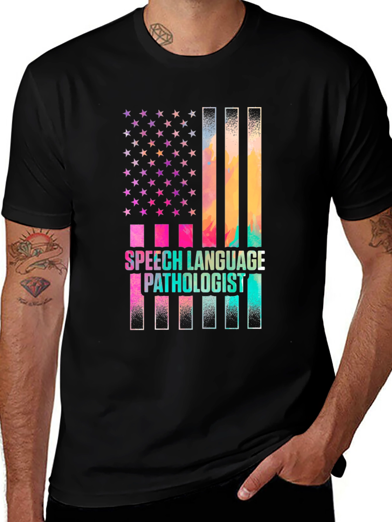 Speech Language Pathologist American Flag T-Shirt