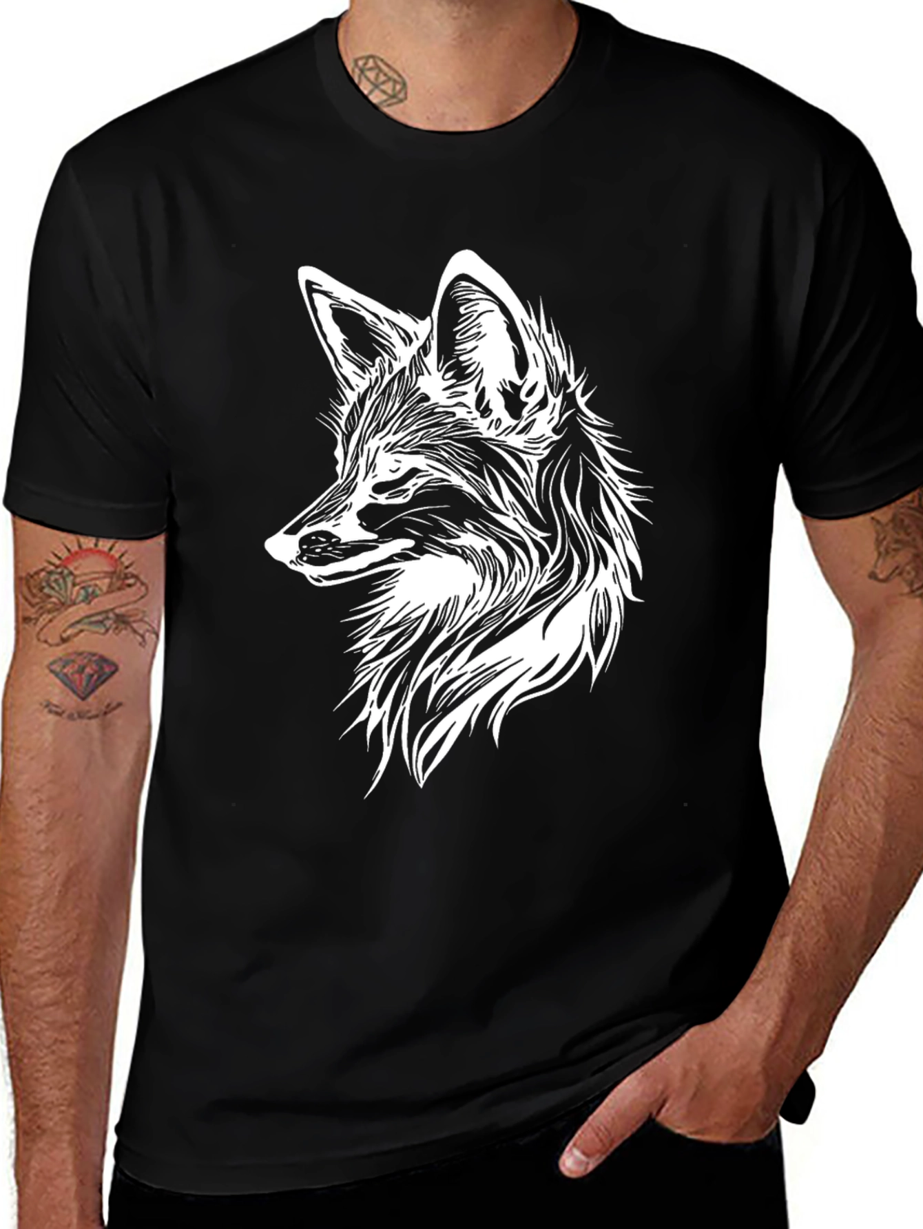 Variant 20 of Fox Graphic Print Black T-Shirt