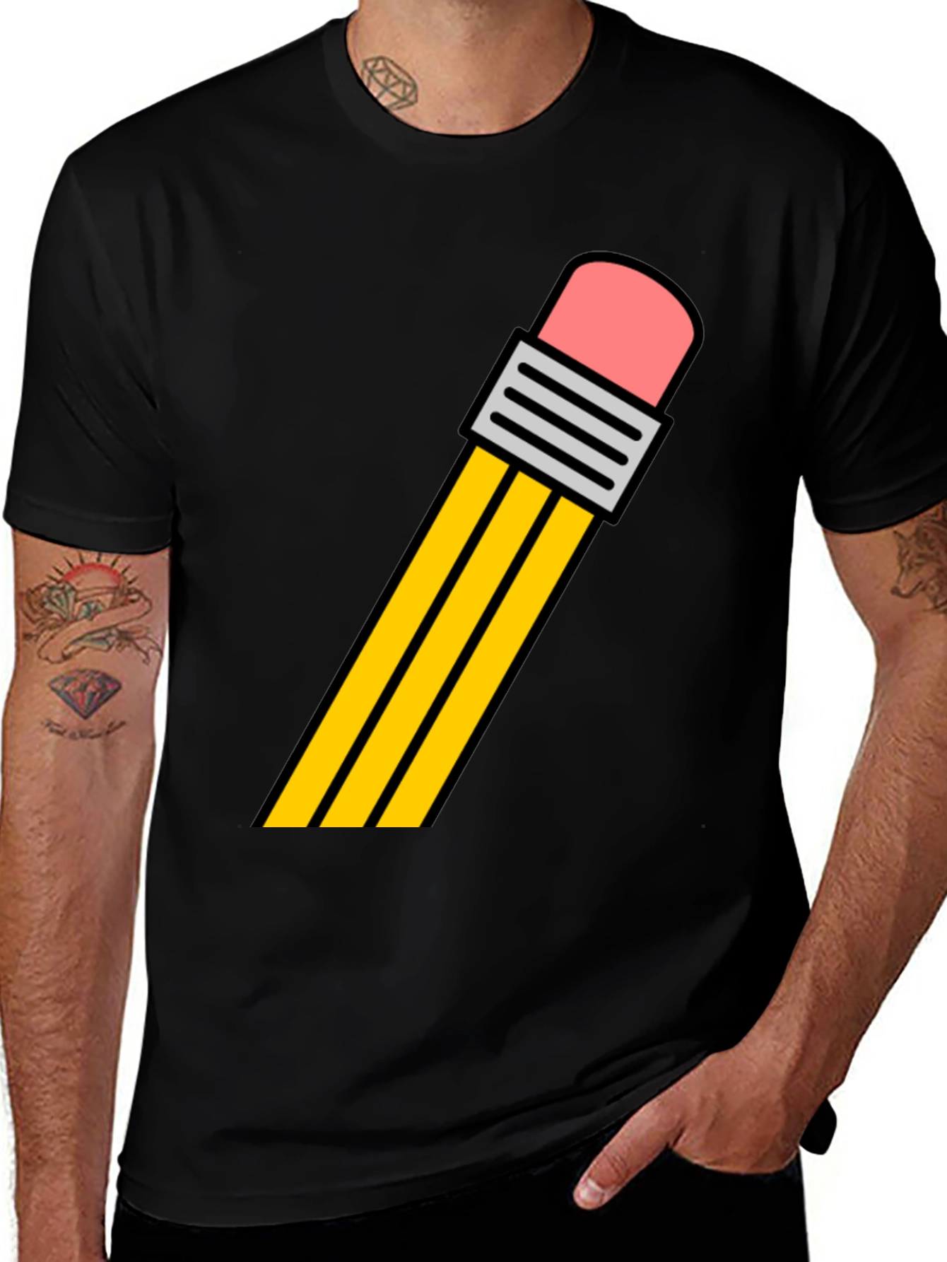 Variant 29 of Pencil Graphic Tee - Black Cotton T-Shirt