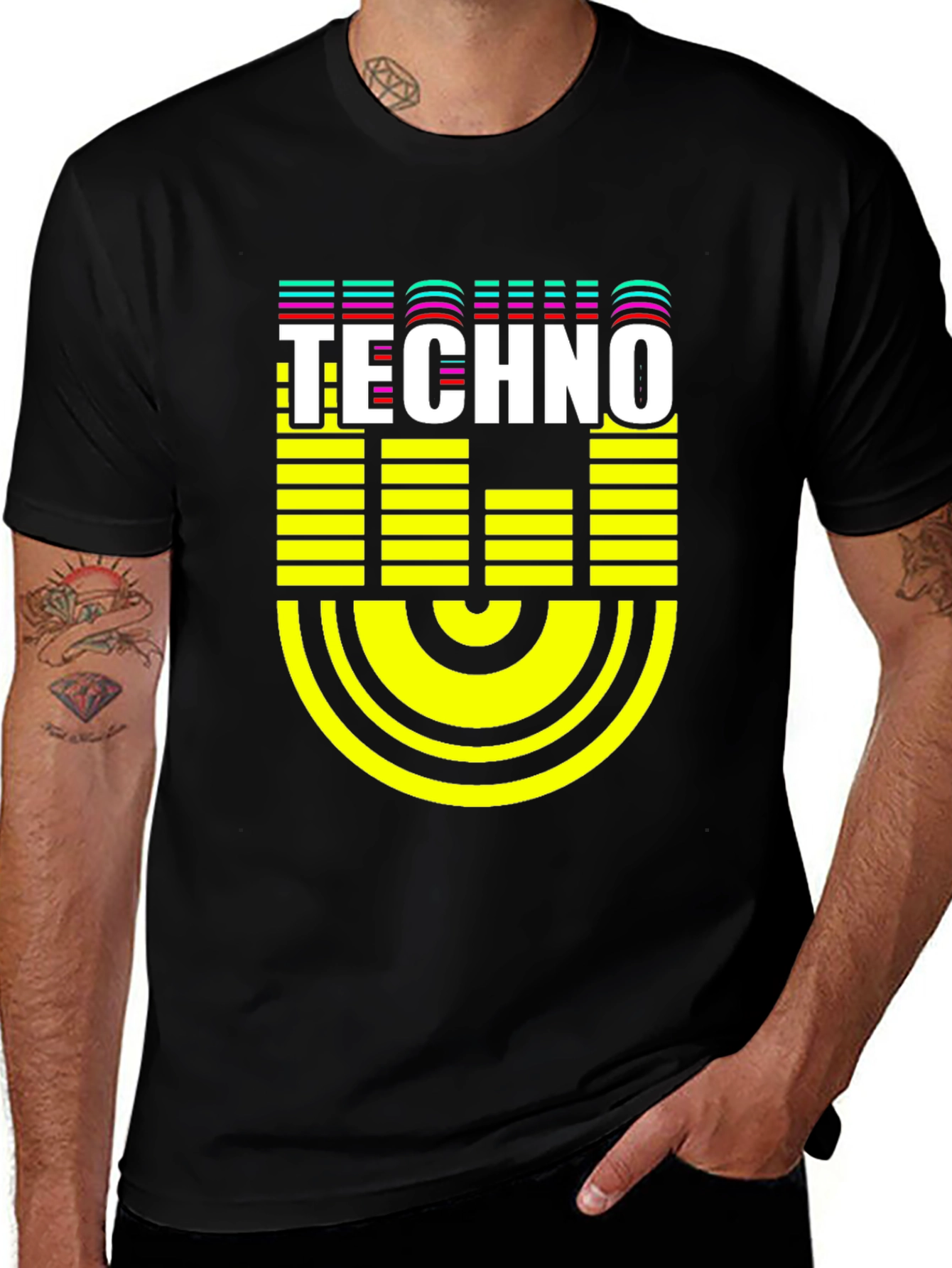 Variant 17 of Techno Graphic Black T-Shirt - Electronic Music Tee
