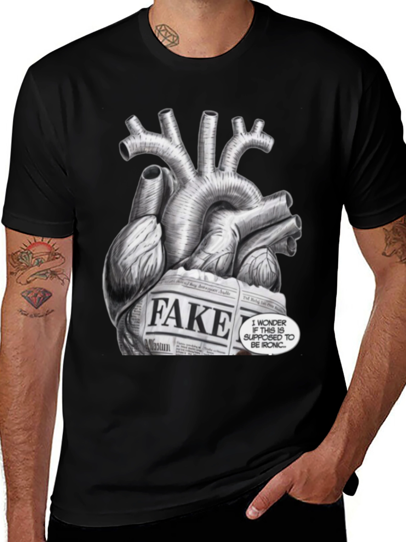 Variant 5 of Ironic Heart Graphic T-Shirt