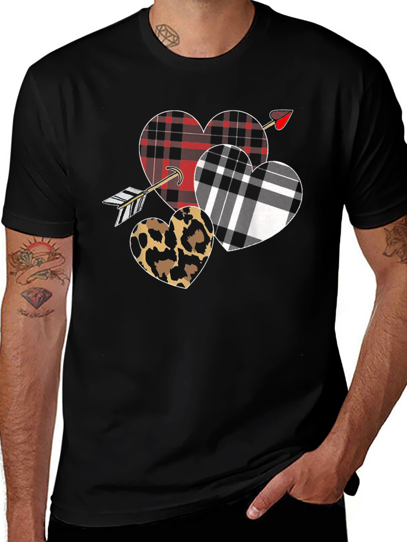 Variant 20 of Heart Arrow T-Shirt Valentine's Day Black Graphic Tee