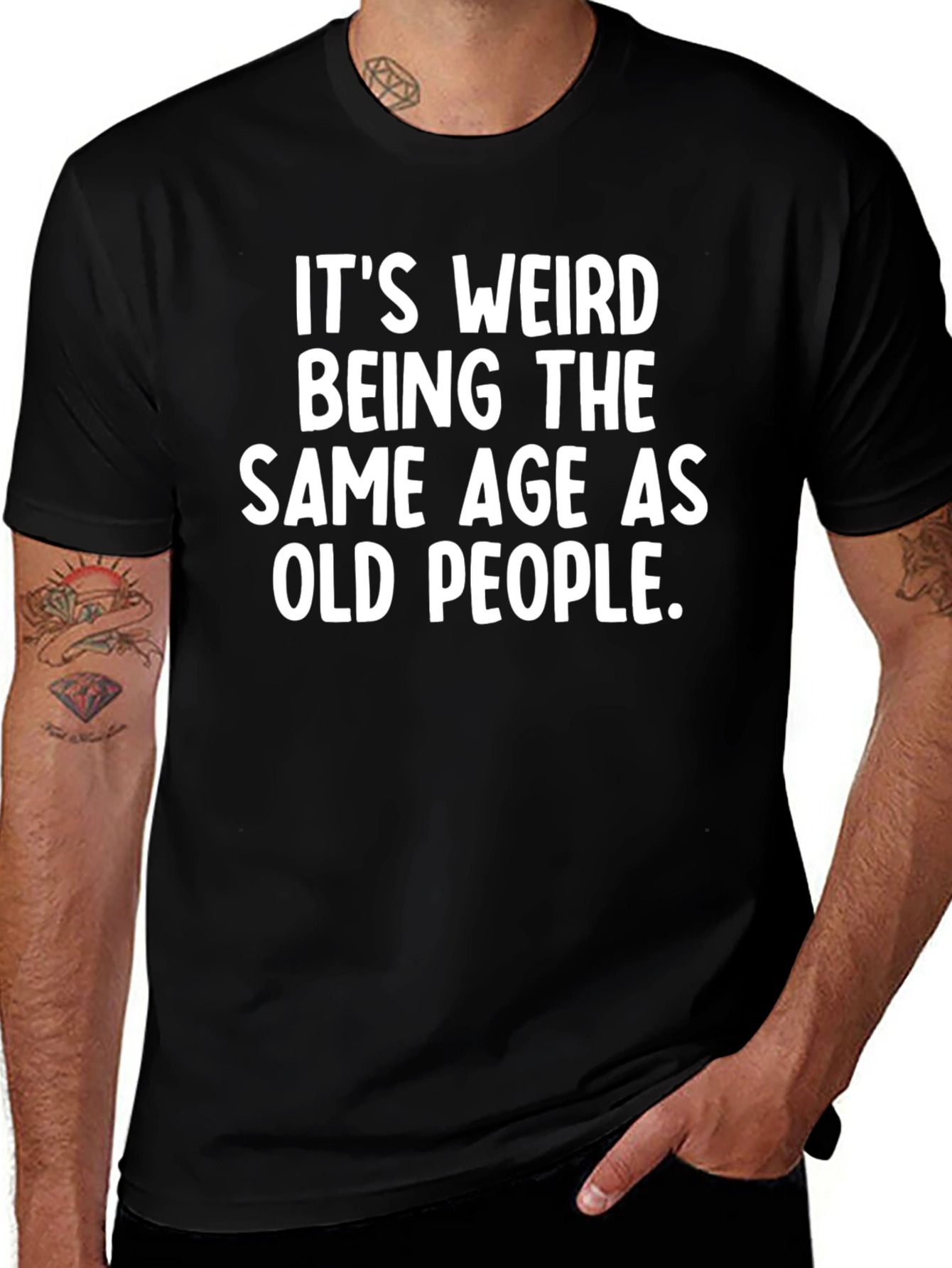 Variant 17 of Funny "Old People" Graphic Tee - Black Cotton T-Shirt