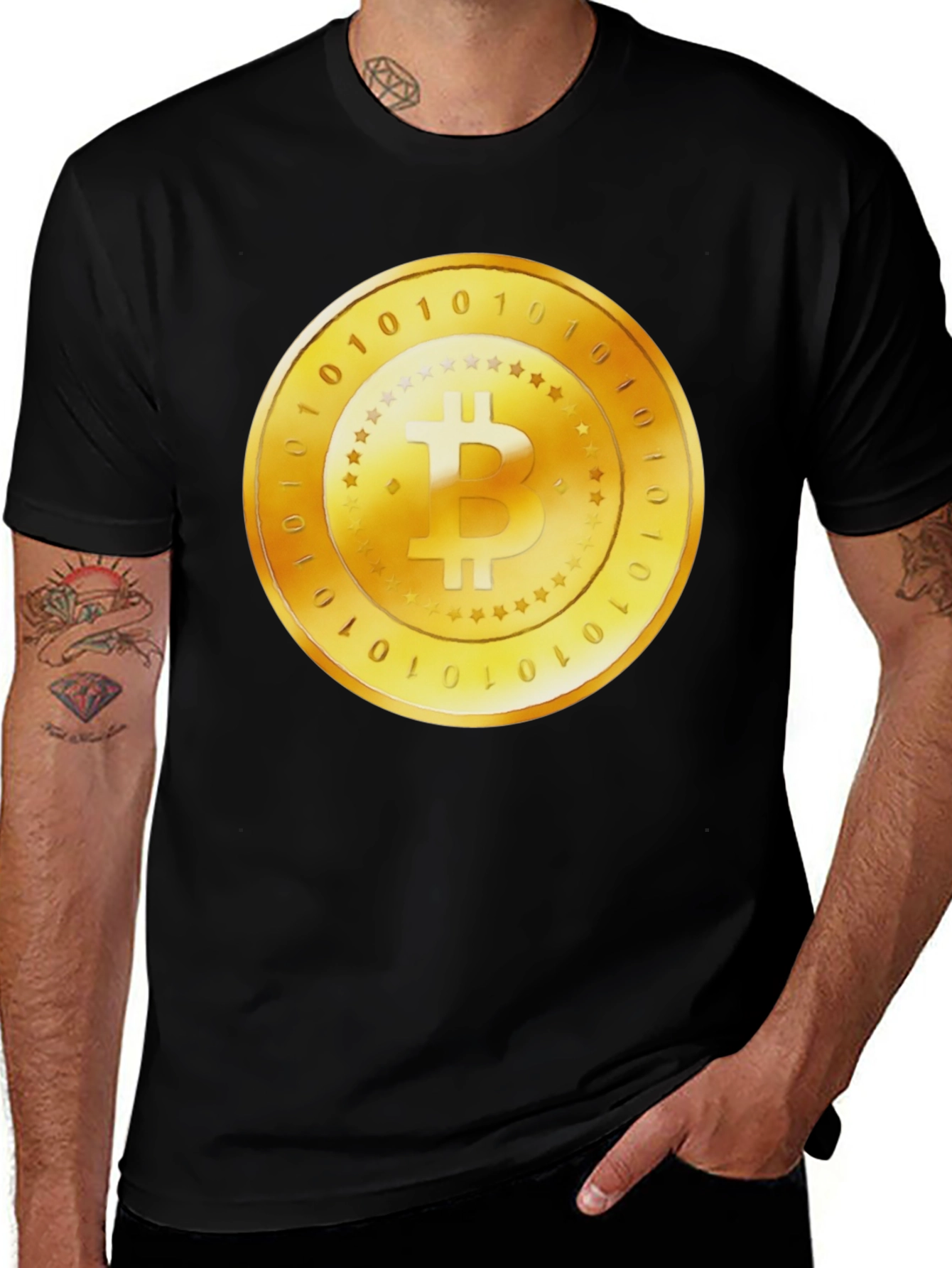 Black Bitcoin Gold Coin Graphic Black T-Shirt main image