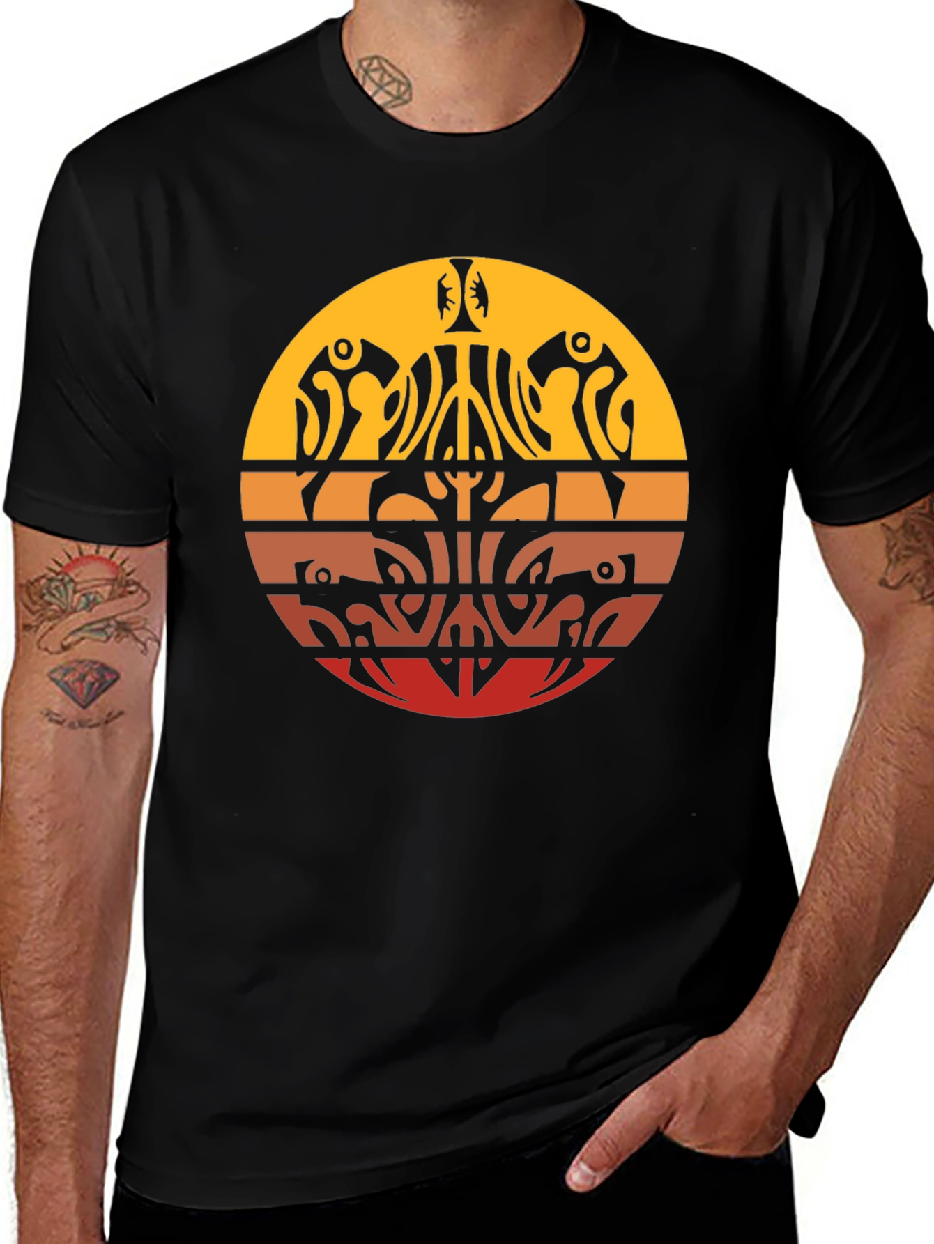 Variant 12 of Tribal Sunset Graphic Tee - Casual Comfort