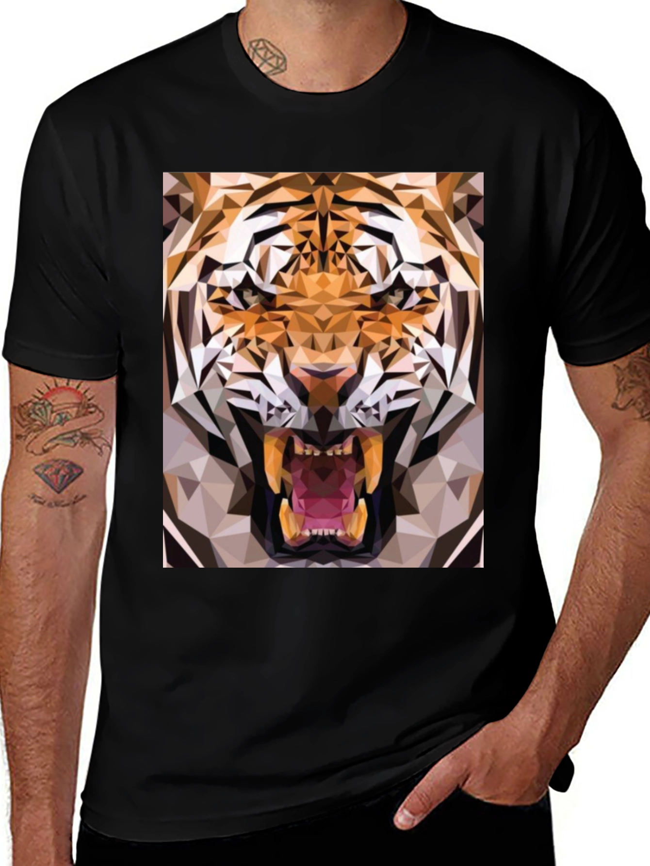 Variant 12 of Geometric Tiger Graphic Tee - Bold Animal Print