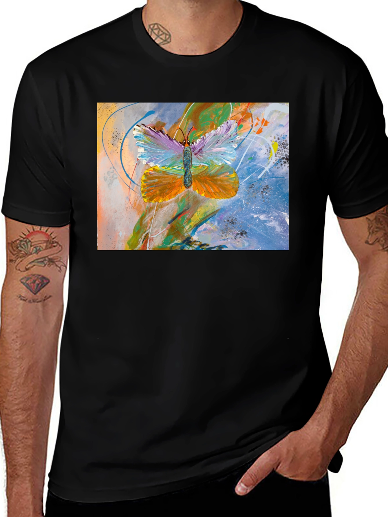 Variant 24 of Butterfly Art Graphic Black T-Shirt