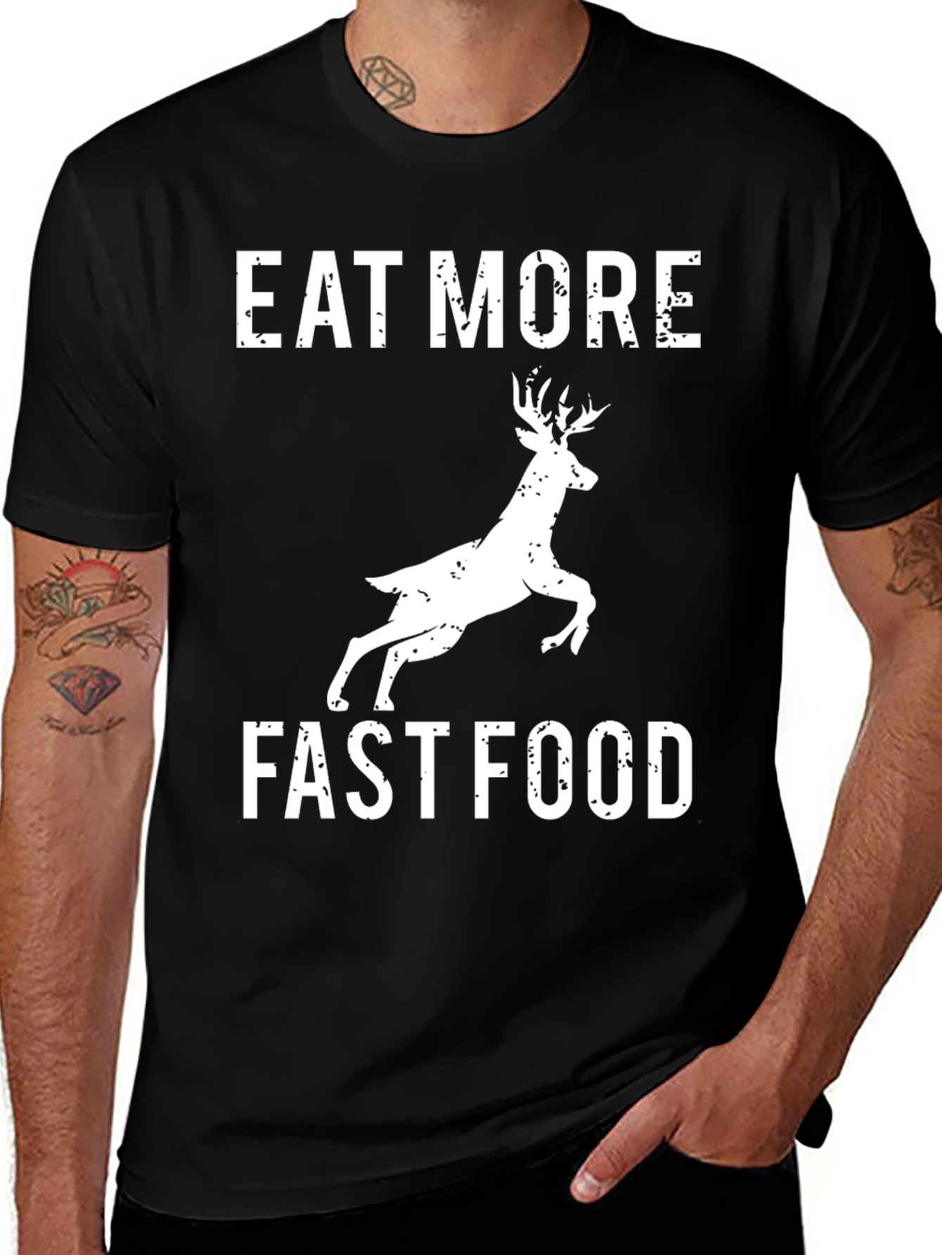 Variant 4 of Eat More Fast Food Deer Graphic Tee