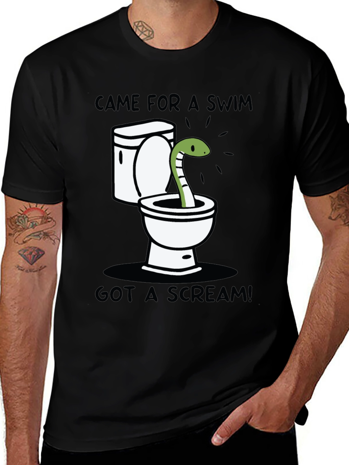 Variant 24 of Toilet Snake Humor T-Shirt - Came For A Swim