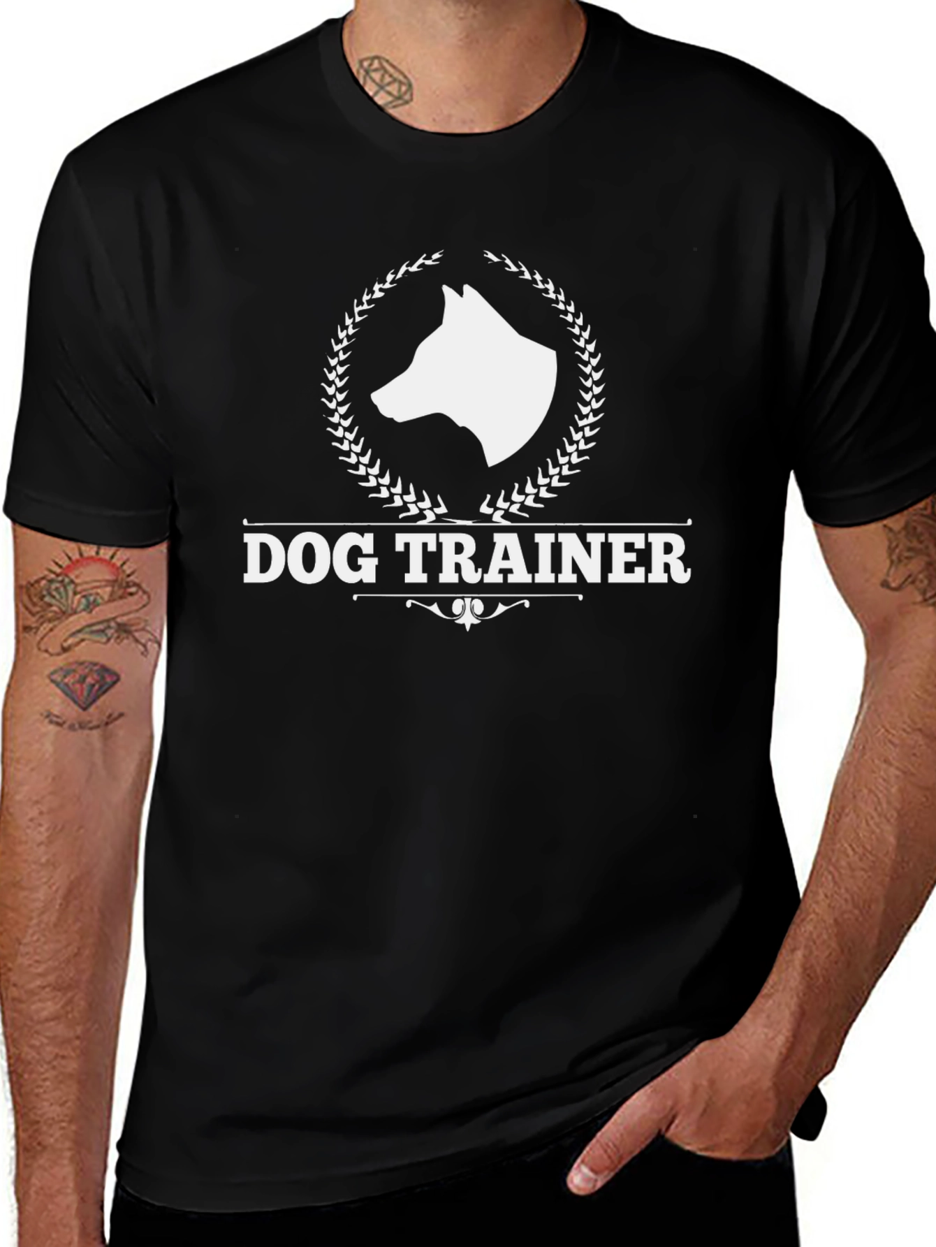 Dog Trainer Graphic Tee - Black Cotton T-Shirt