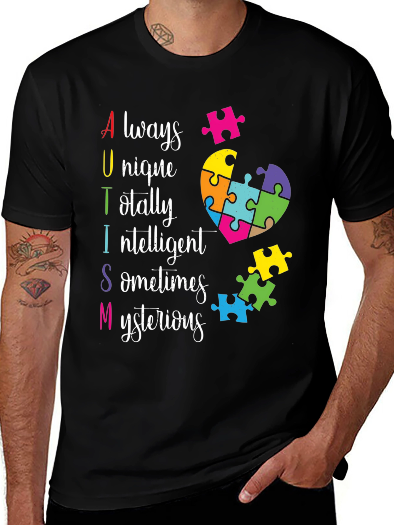 Autism Awareness Heart Puzzle T-Shirt