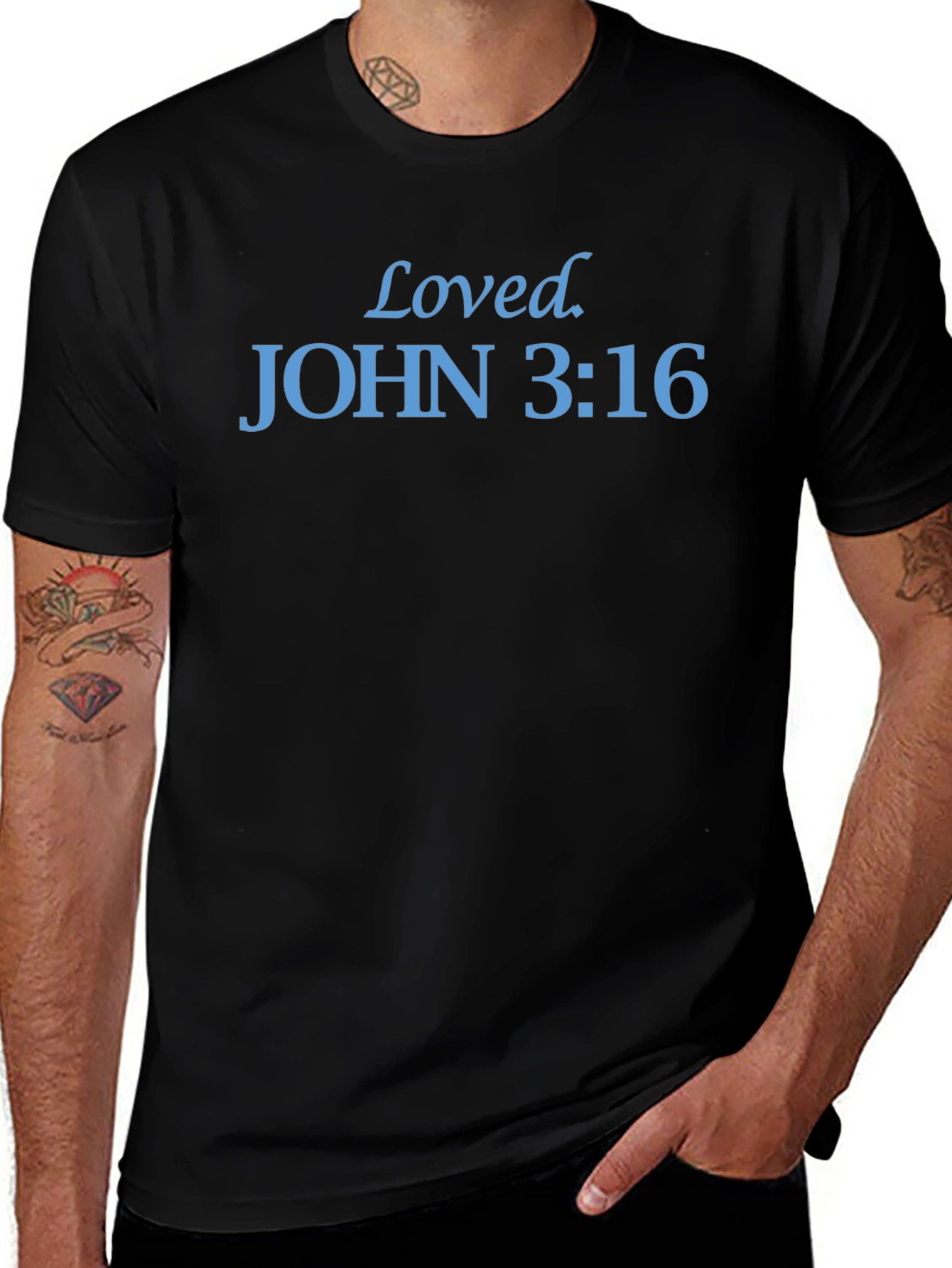 Variant 13 of Loved, John 3:16, Black T-Shirt