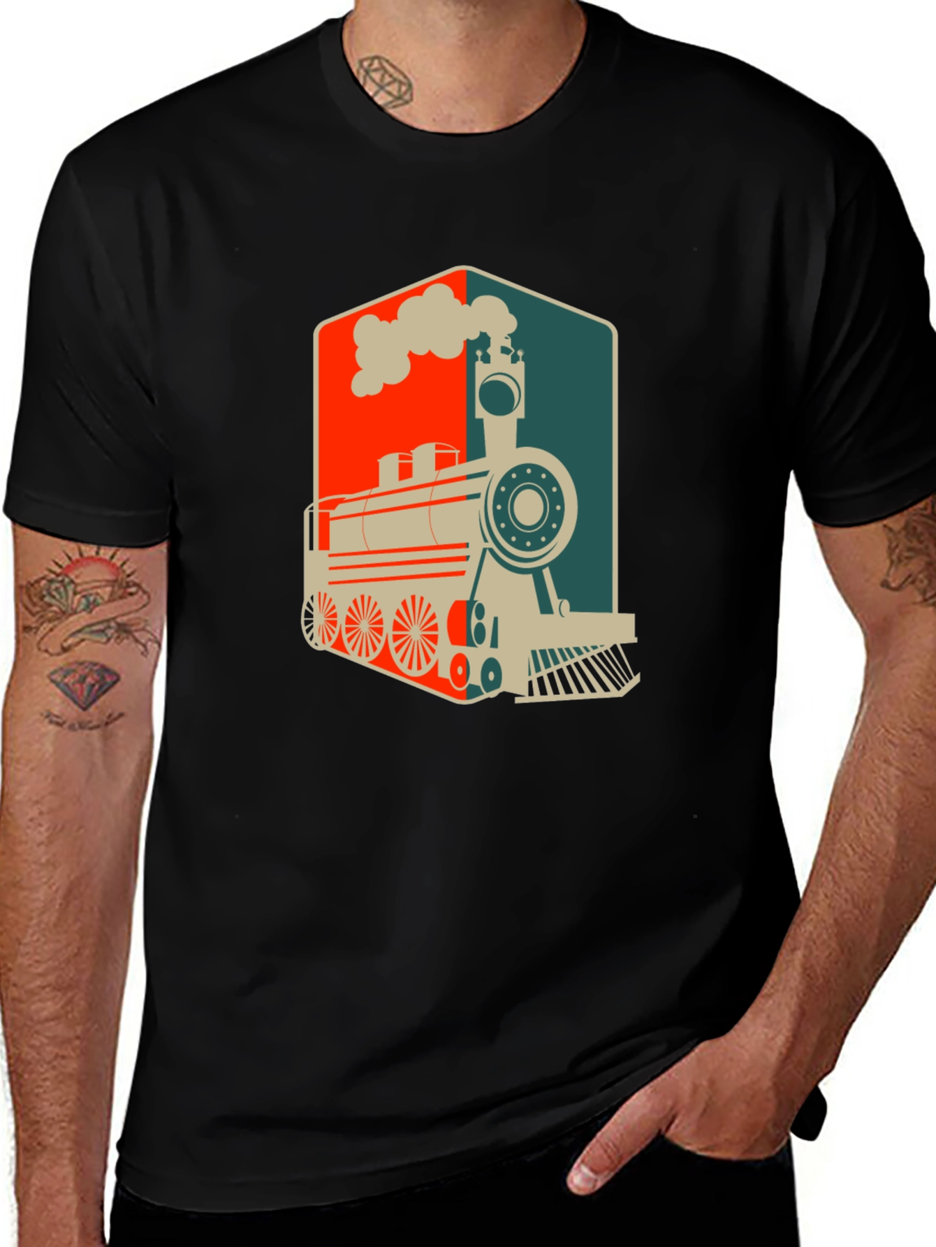 Variant 8 of Retro Train Graphic Tee - Vintage Style Comfort