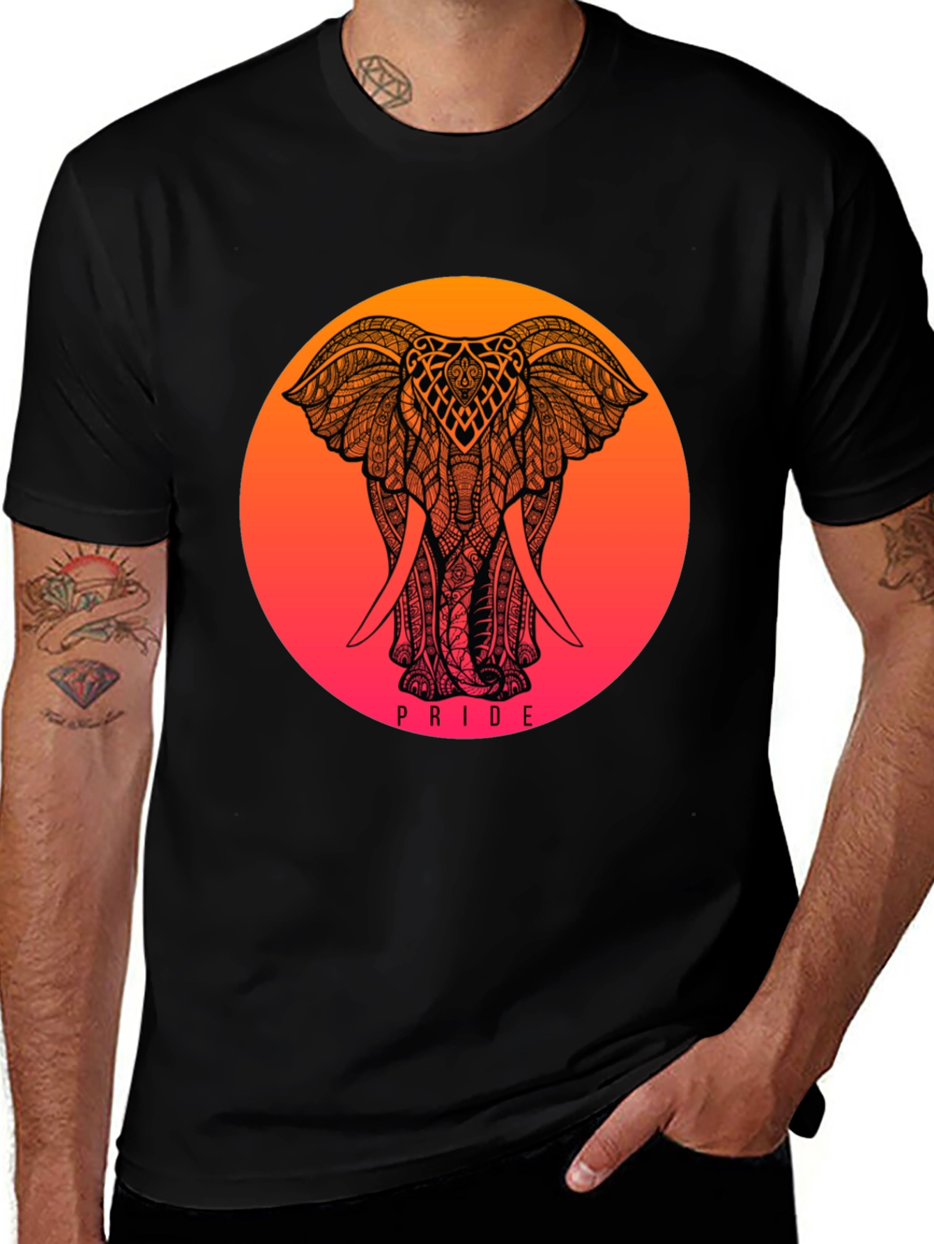 Variant 14 of Pride Elephant Graphic Tee - Black