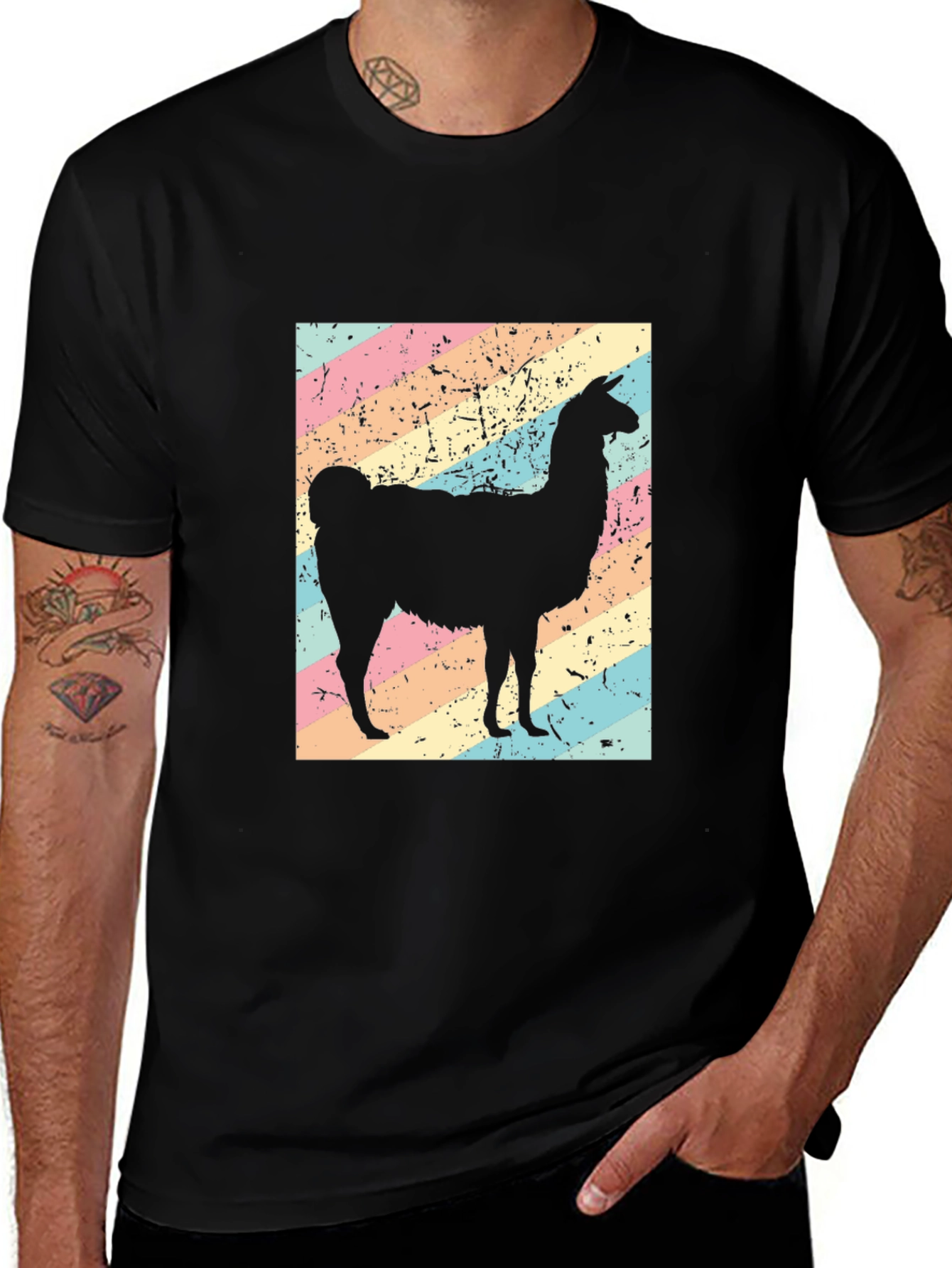Variant 29 of Llama Graphic Tee - Soft Black Cotton Blend