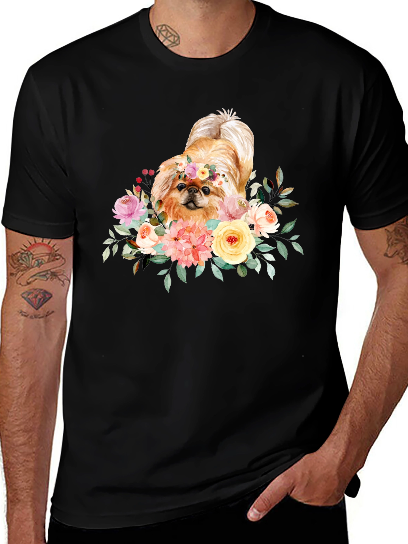Variant 9 of Floral Dog Graphic T-Shirt