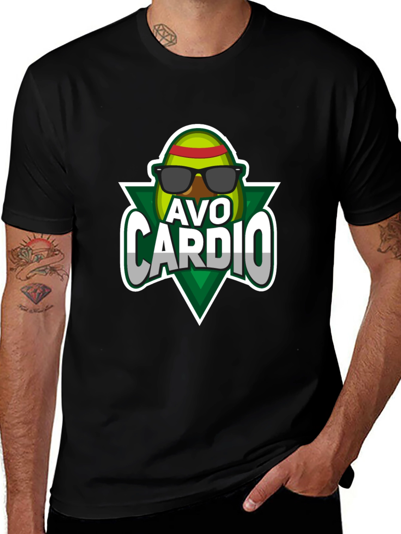 Variant 22 of Avo Cardio Black T-Shirt - Funny Avocado Workout Tee