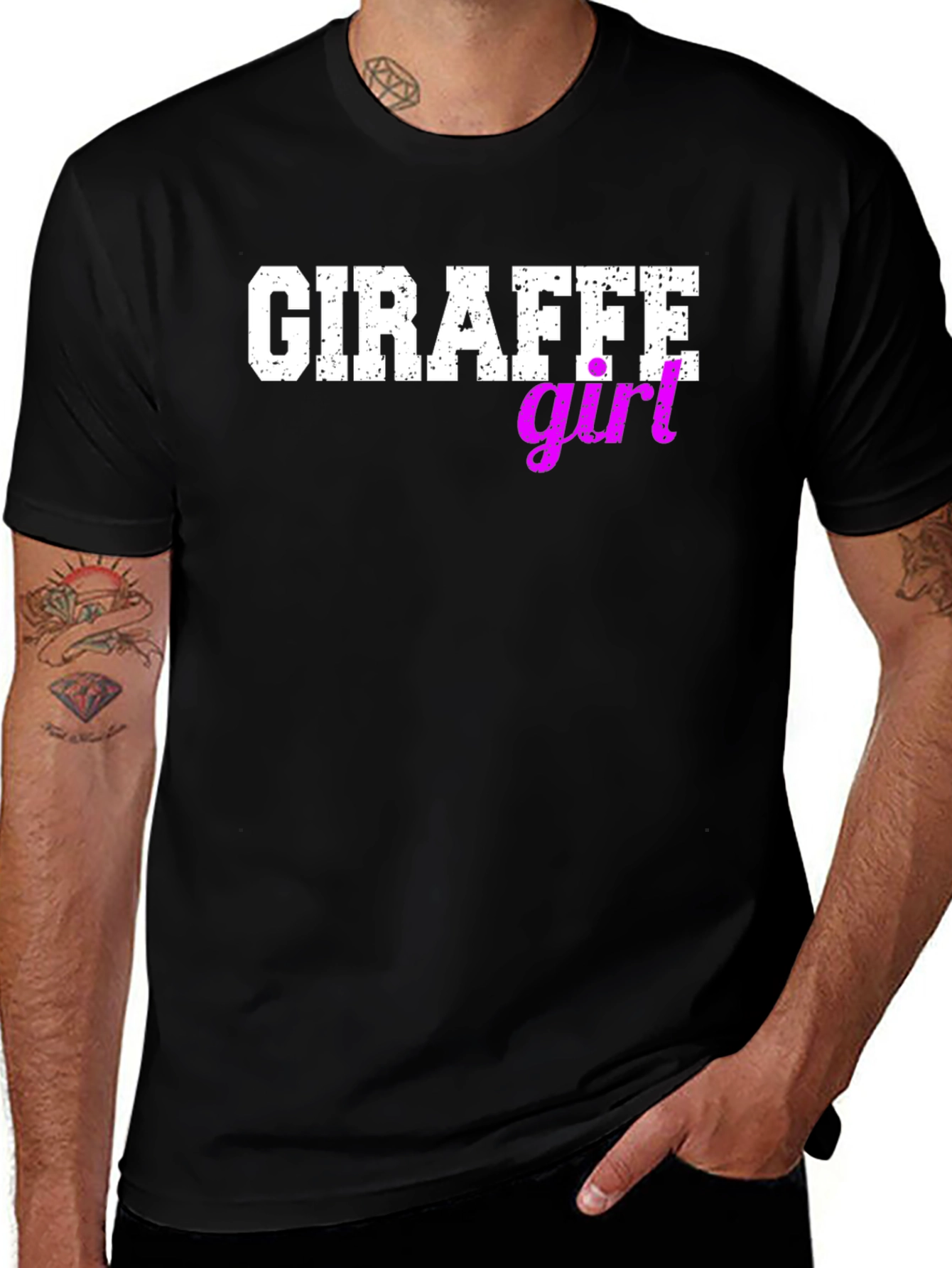 Variant 19 of Giraffe Girl Graphic Tee - Black Cotton T-Shirt