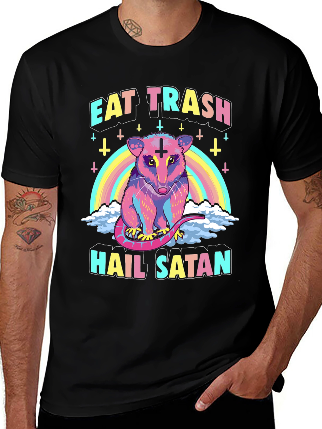 Variant 6 of Eat Trash Hail Satan Opossum T-Shirt