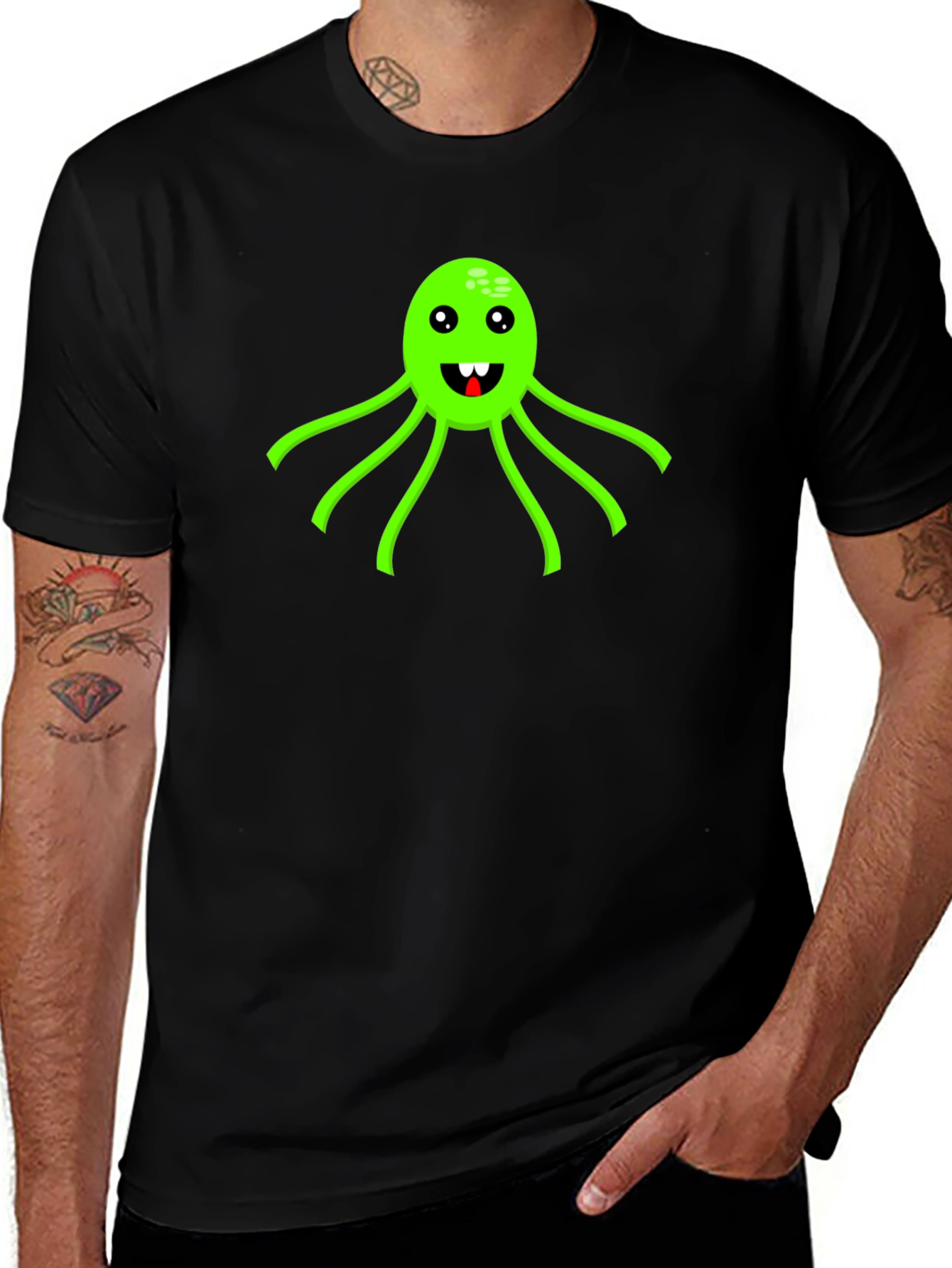Variant 24 of Funny Octopus Graphic Black T-Shirt