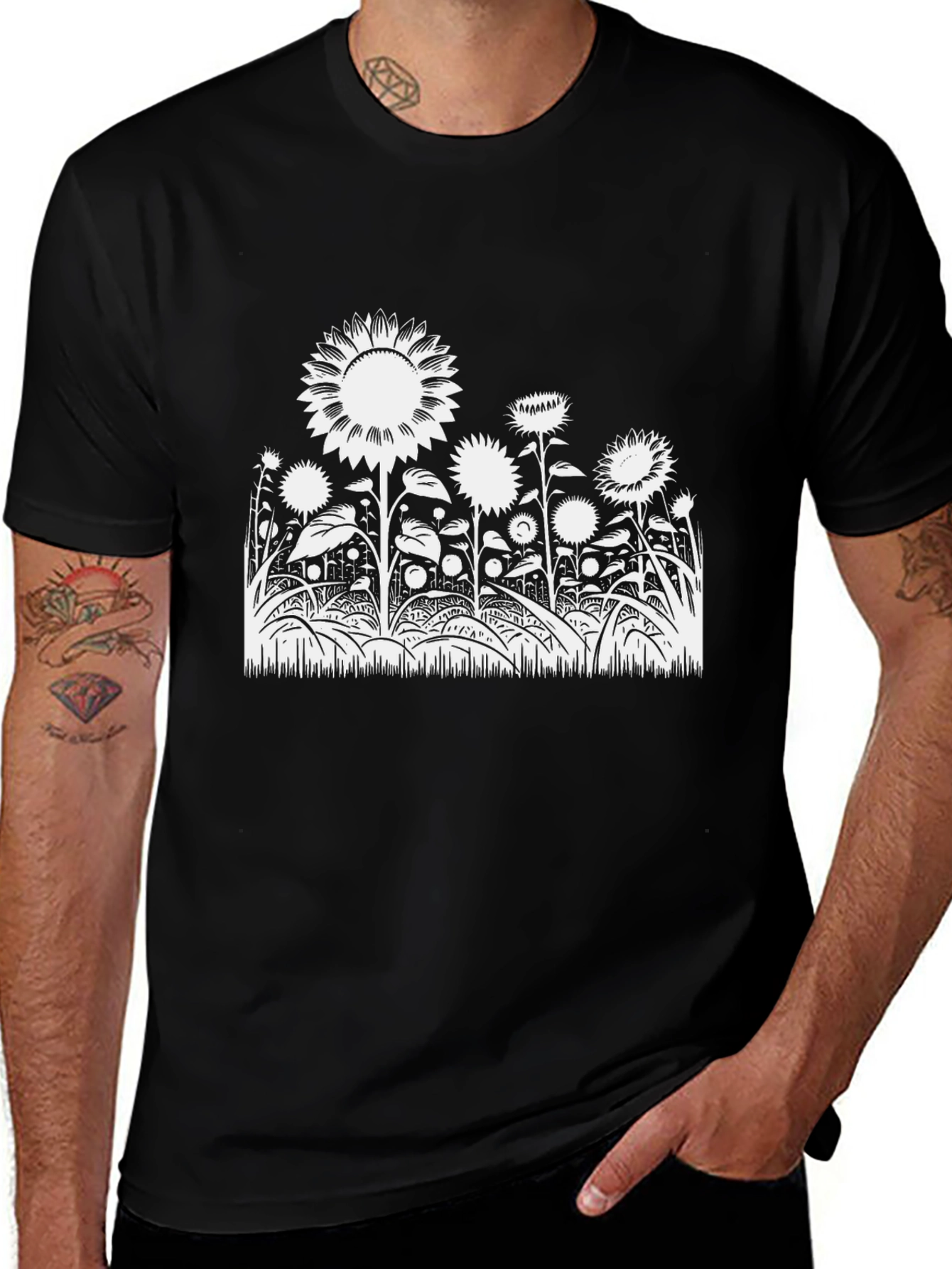 Variant 30 of Sunflower Graphic Tee - Stylish Black Cotton T-Shirt