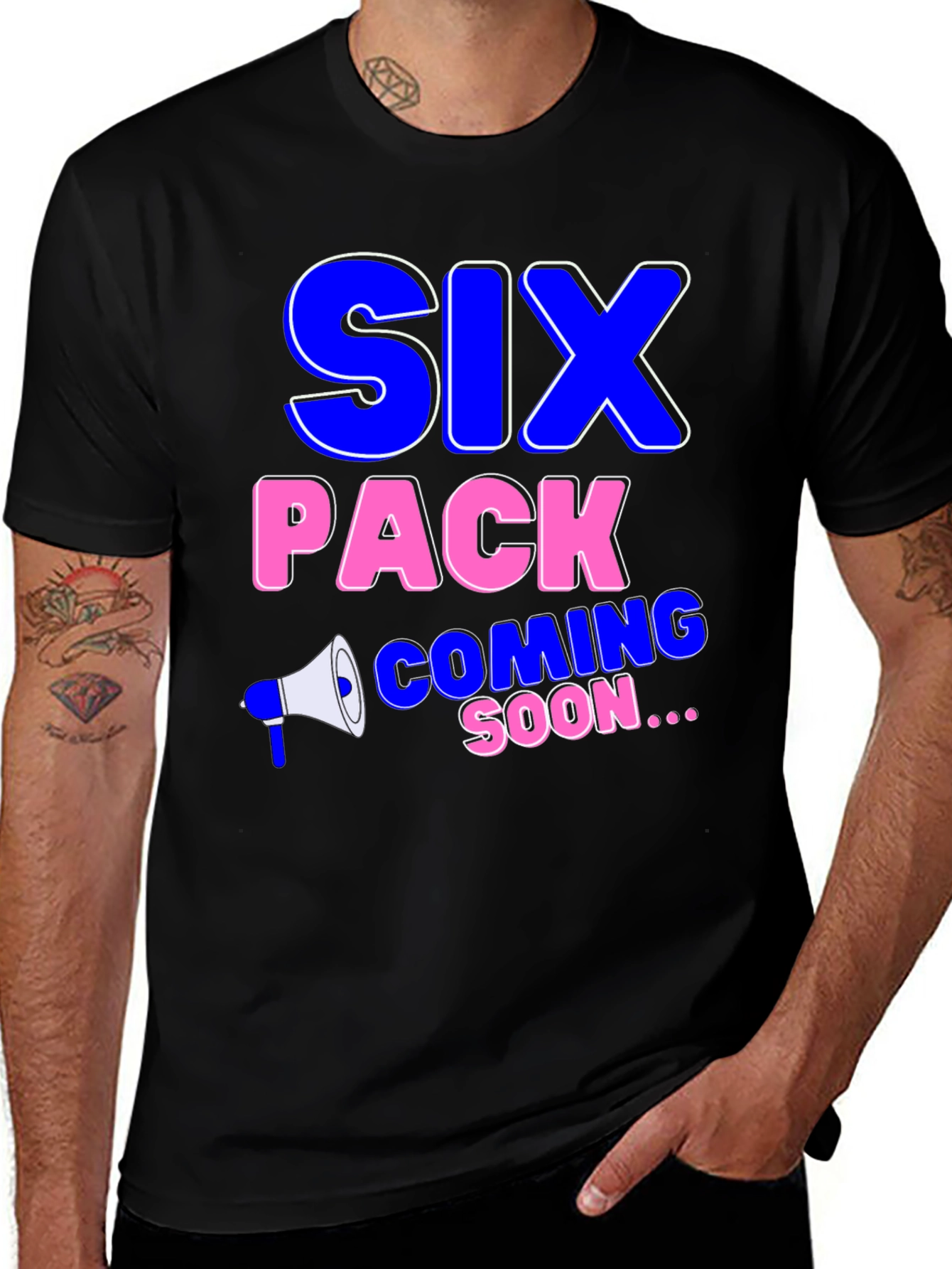 Variant 30 of Six Pack Coming Soon Men's Black T-Shirt