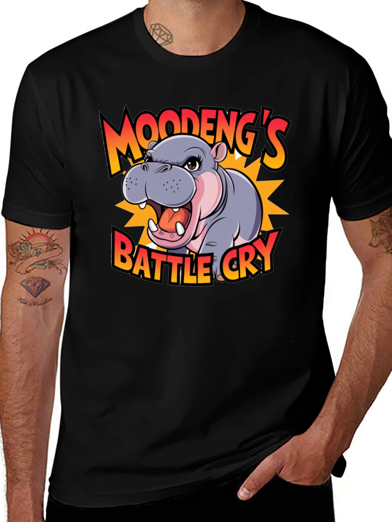 Variant 22 of Moodeng's Battle Cry Graphic Tee - Black