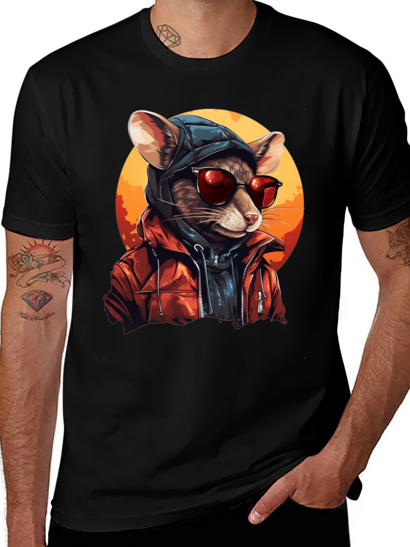 Variant 7 of Cool Rat in Hoodie Graphic Tee