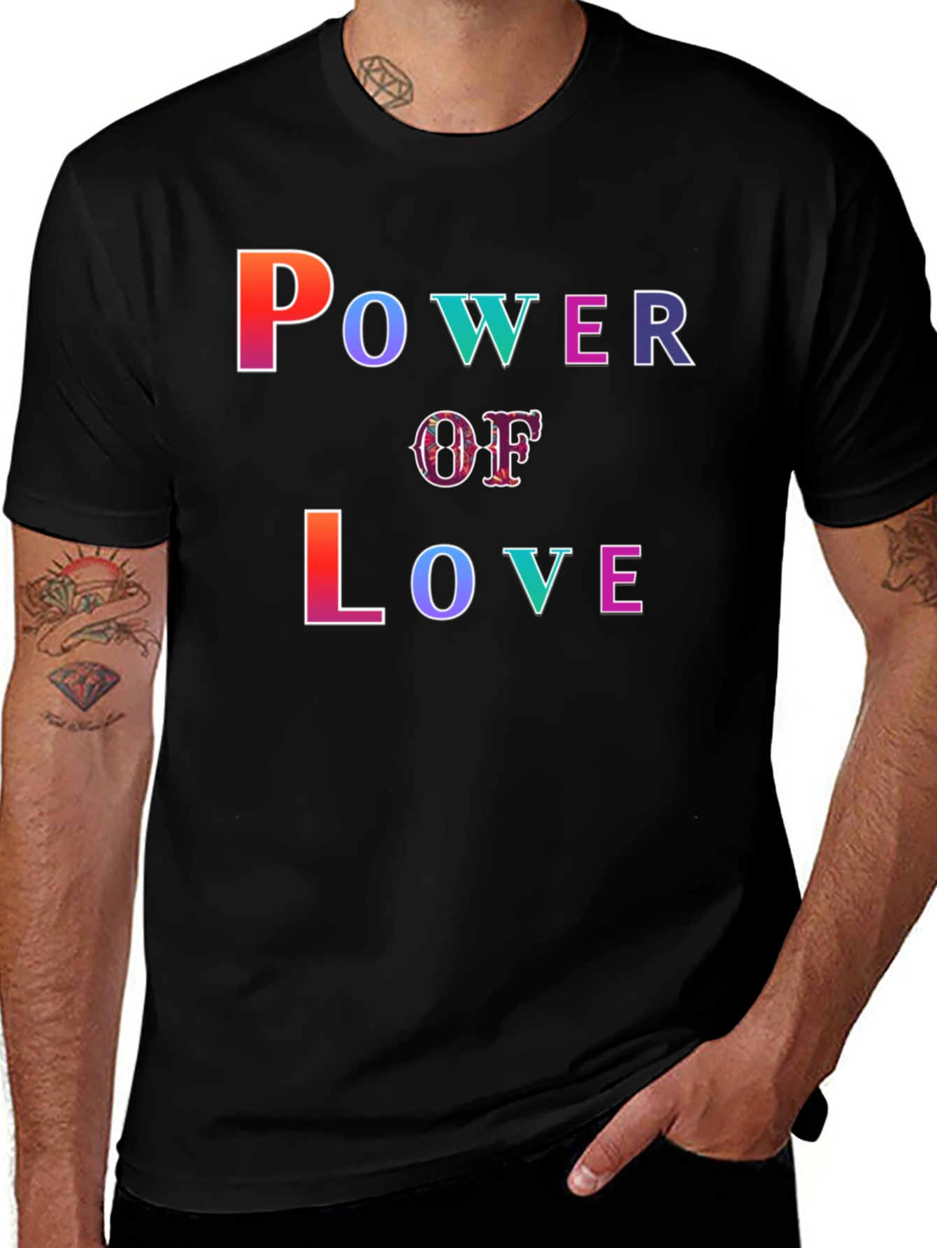 Variant 4 of Power of Love Graphic Print Black T-Shirt