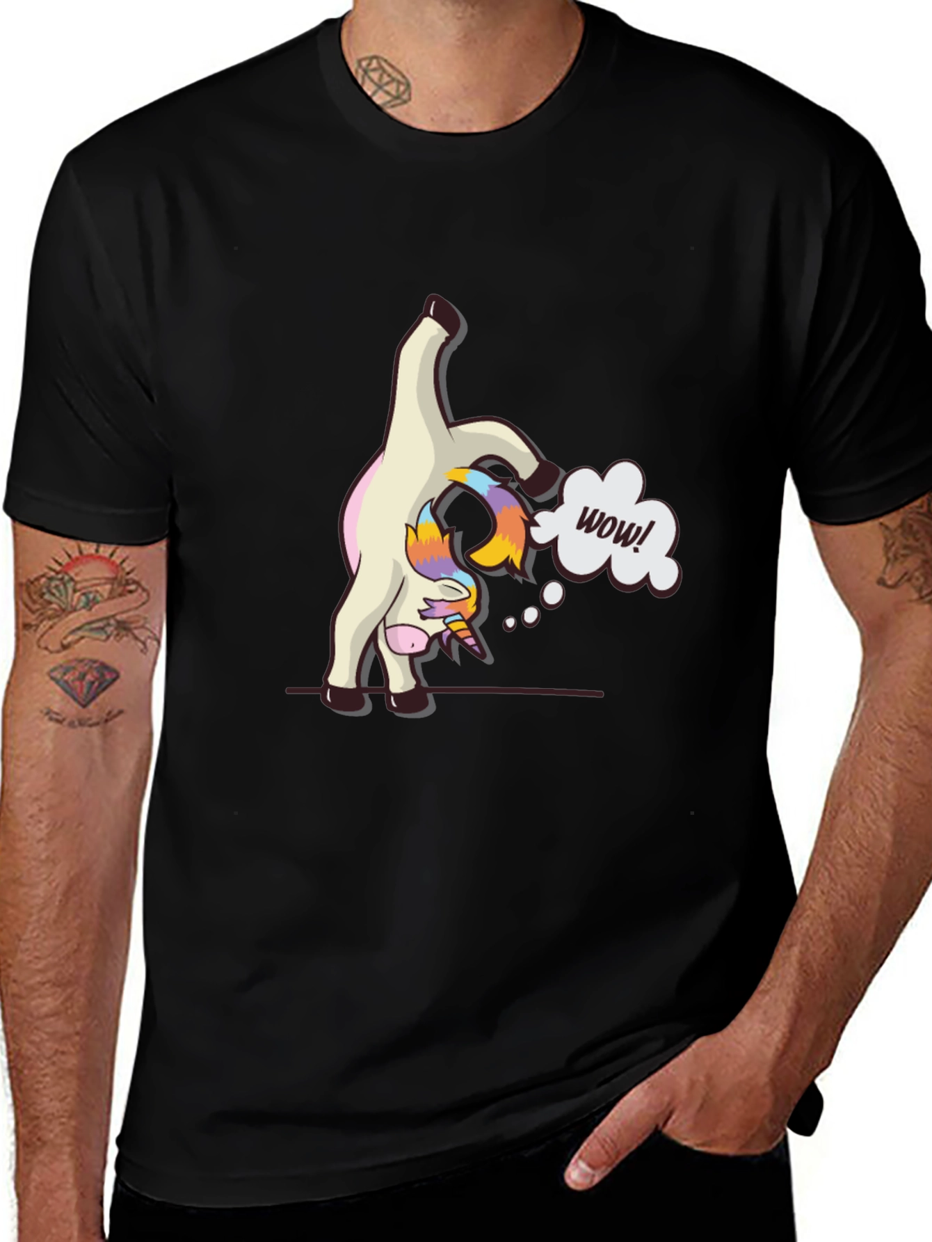 Variant 20 of Unicorn Wow! Black Graphic Tee