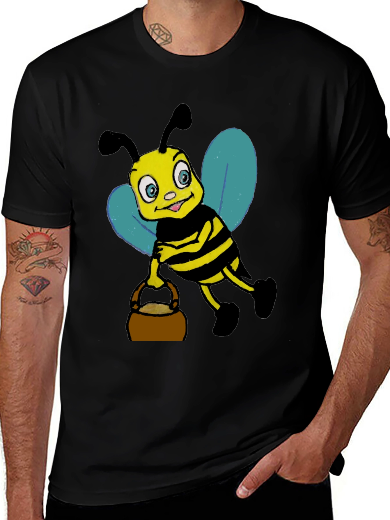 Variant 21 of Cartoon Bee T-Shirt - Black Cotton Blend