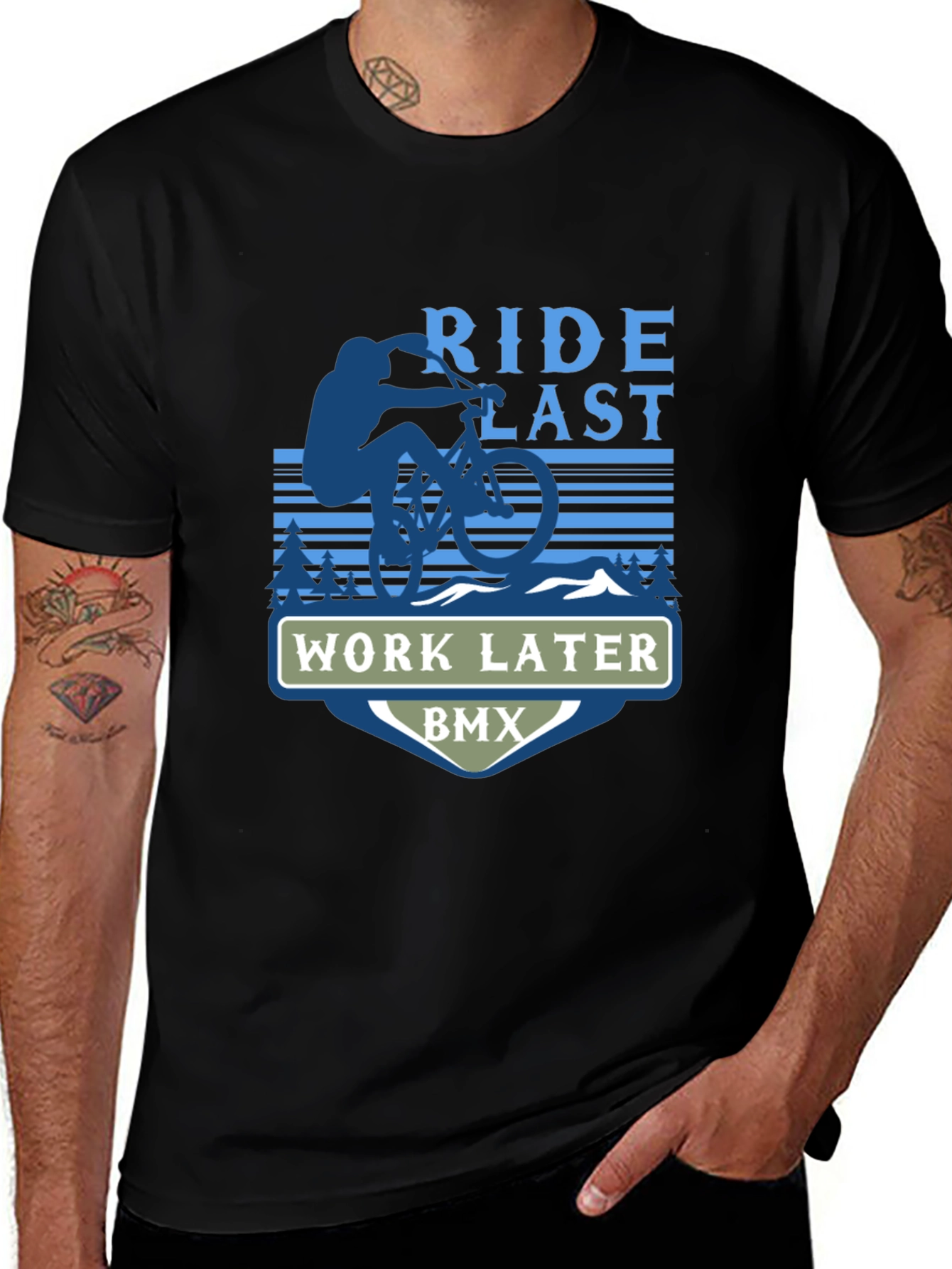 Ride Last Work Later BMX T-Shirt