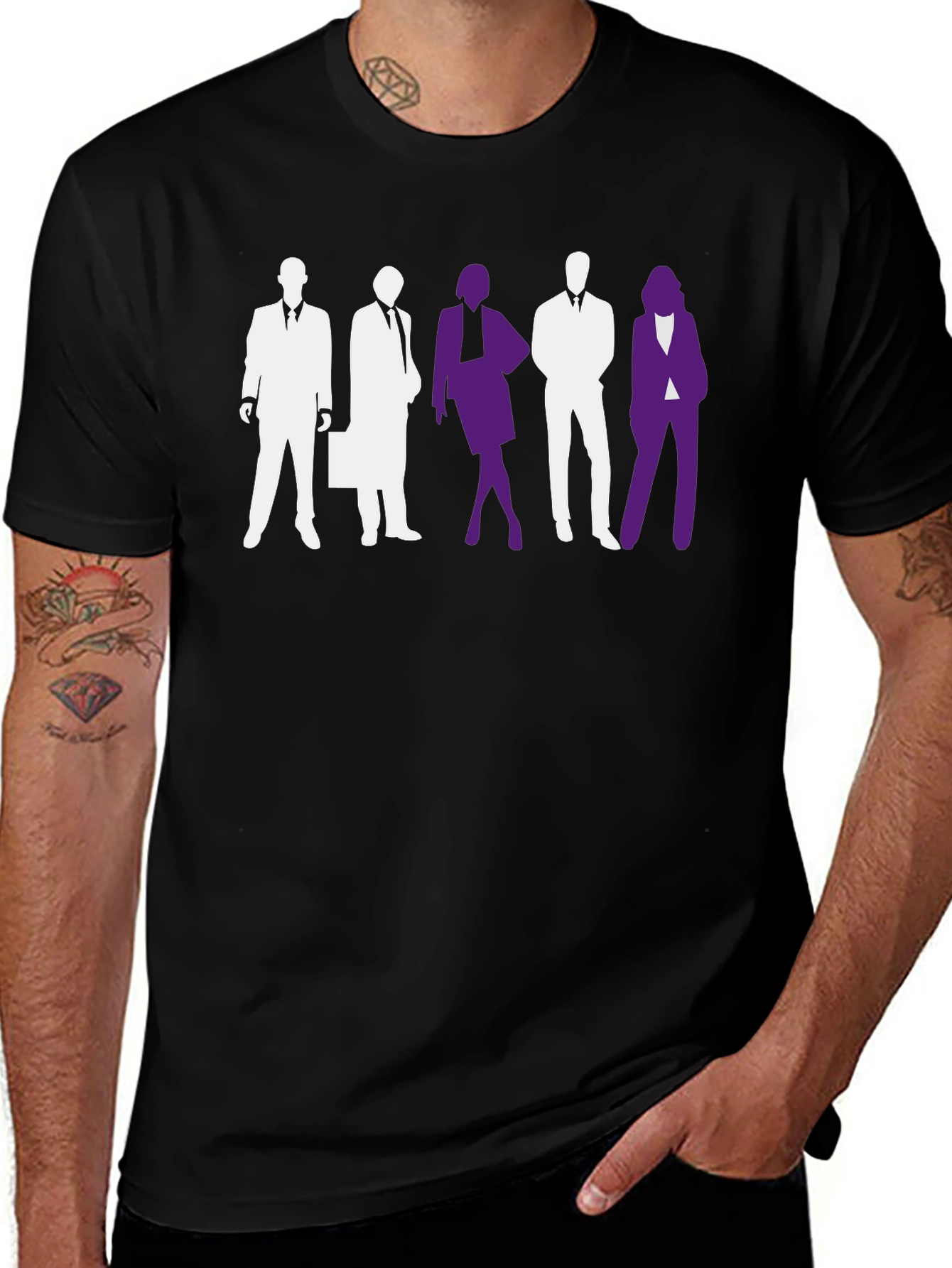 Variant 20 of Silhouette Squad Graphic Tee - Trendy Crew Neck Shirt
