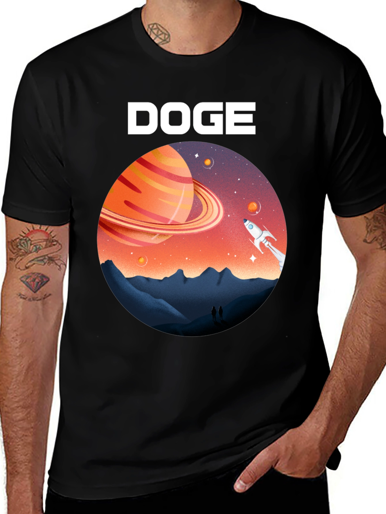 Variant 11 of Doge Space Graphic Tee - Black