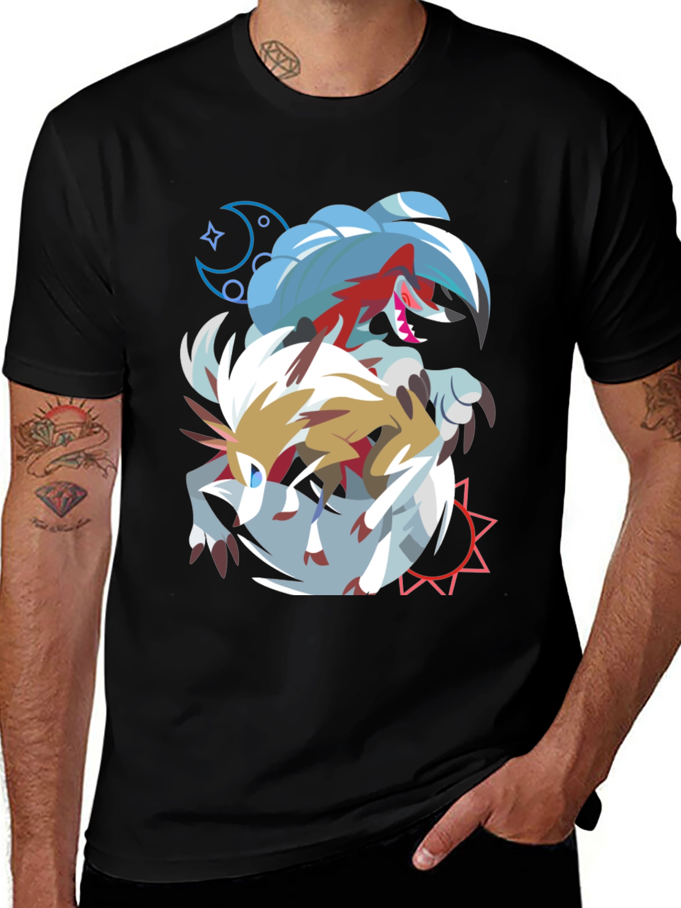 Pokemon Lycanroc Midnight & Midday Form Black T-Shirt
