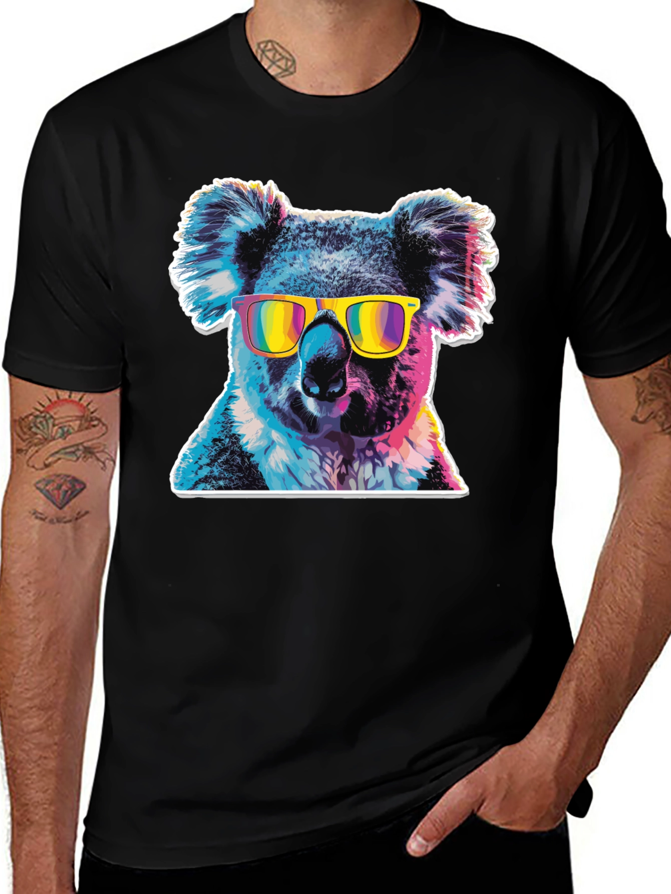 Variant 2 of Cool Koala Graphic Tee - Men's Black T-Shirt