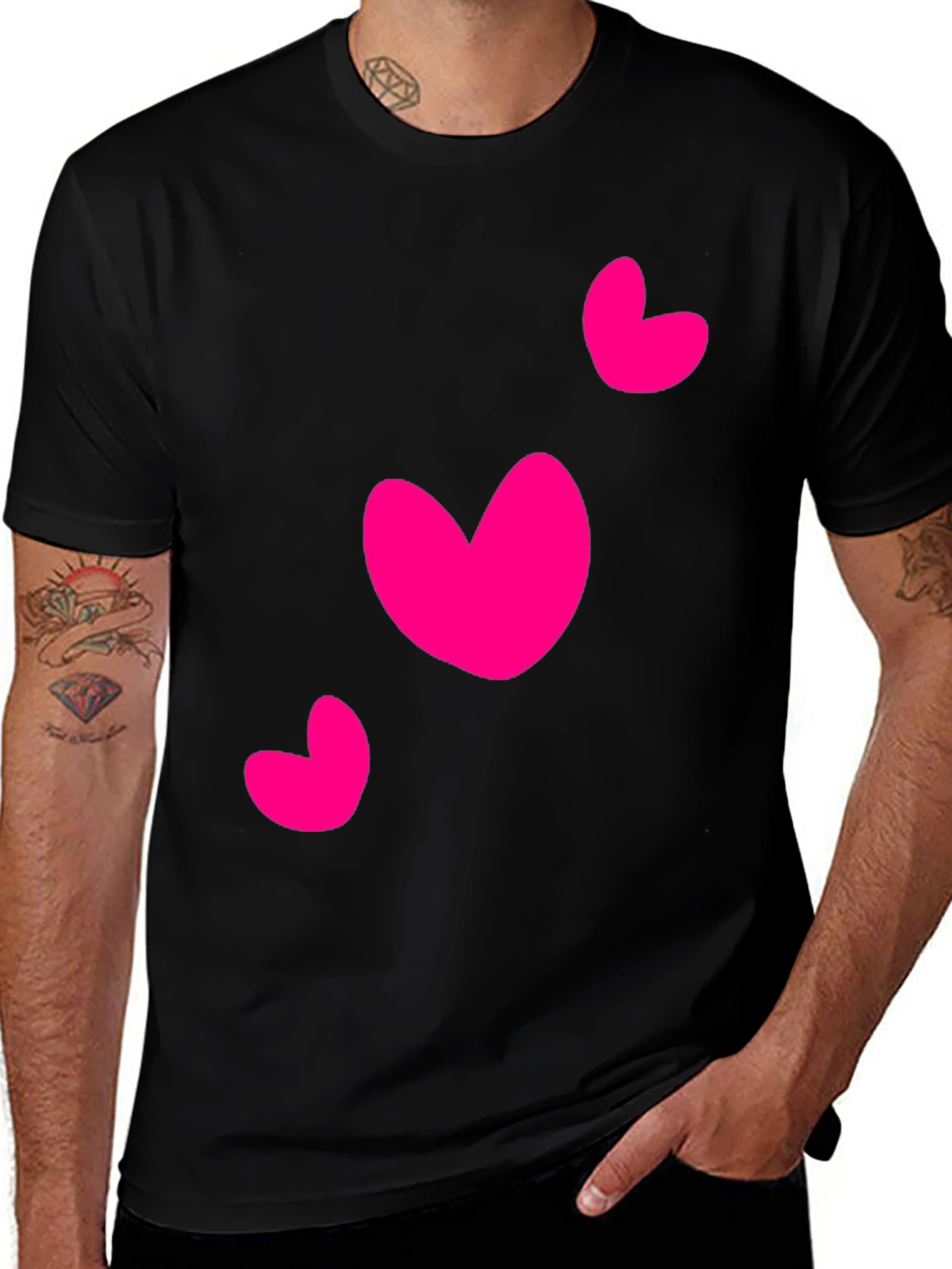 Variant 14 of Heart Print Black T-Shirt