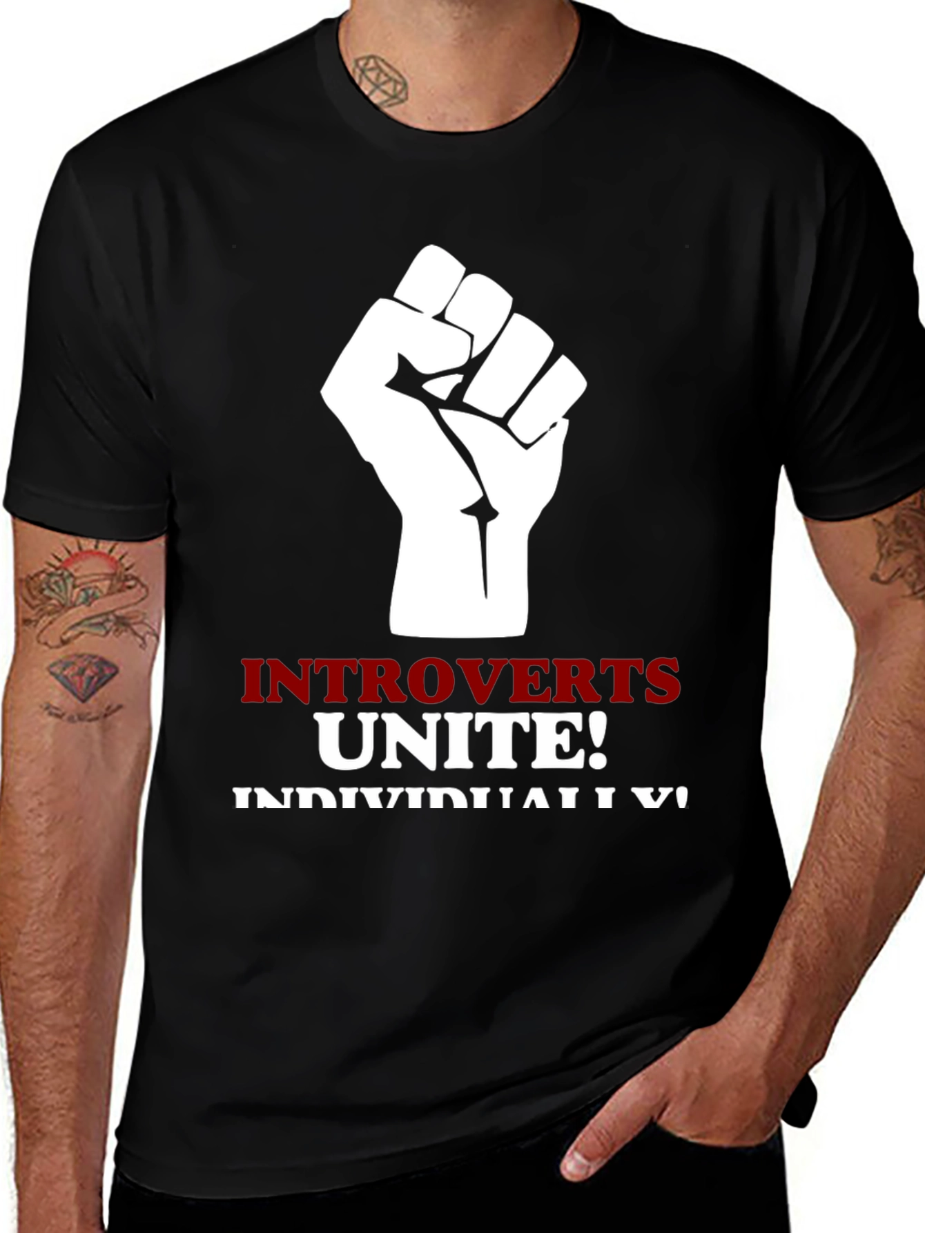 Variant 12 of Introverts Unite! Graphic T-Shirt - Black