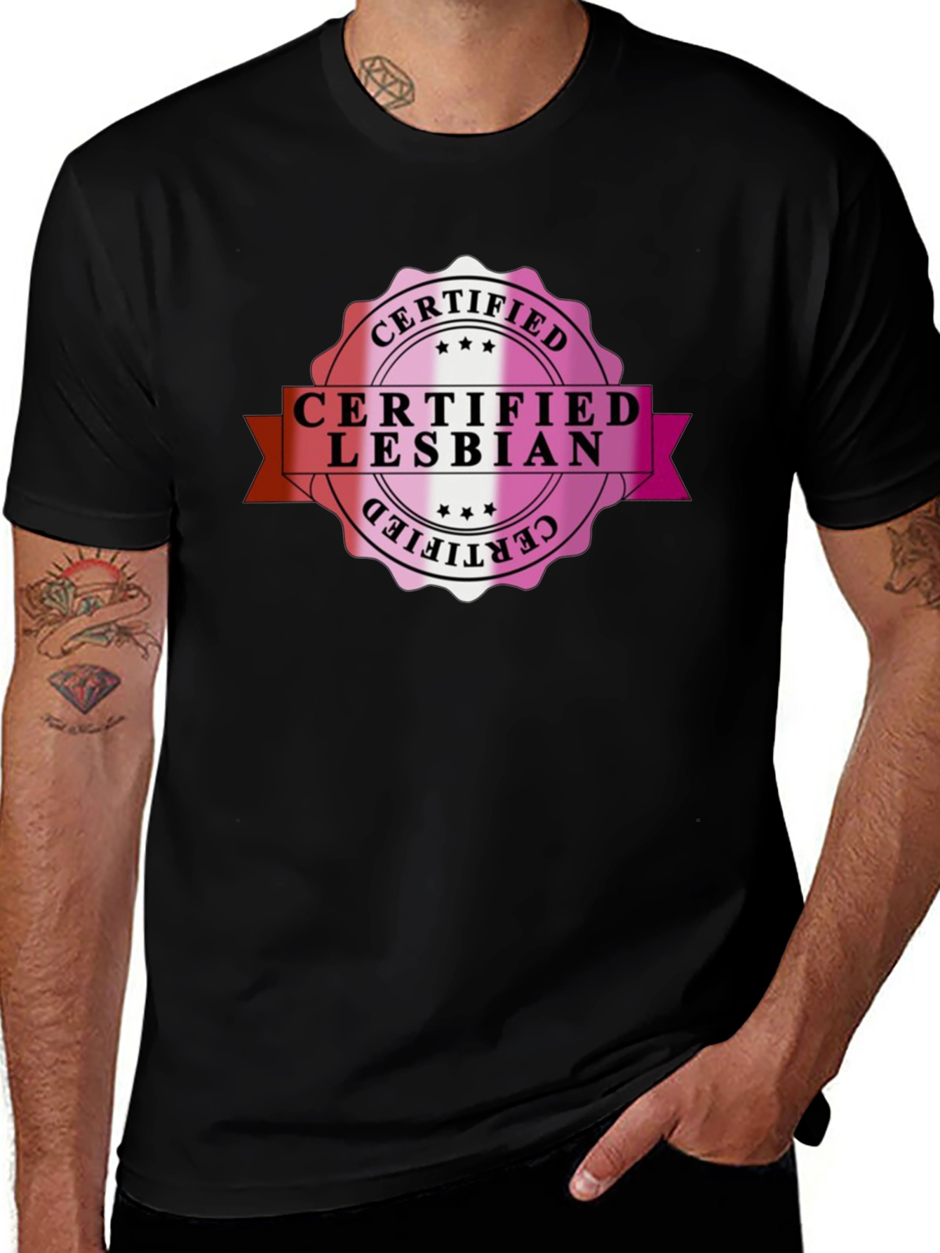 Variant 16 of Certified Lesbian Pride T-Shirt - Black