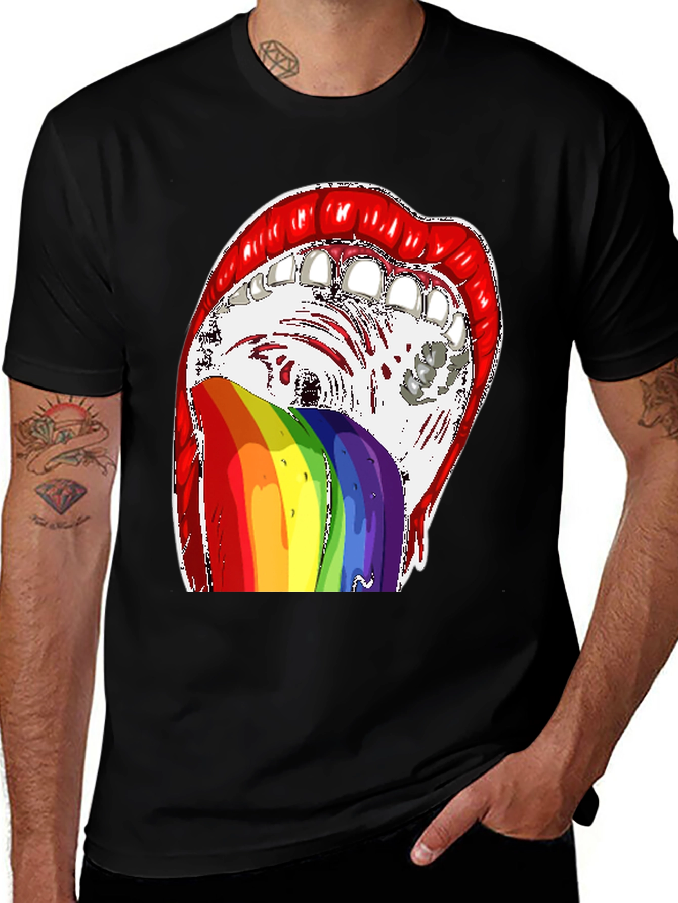 Variant 24 of Rainbow Puke Lips Graphic Tee