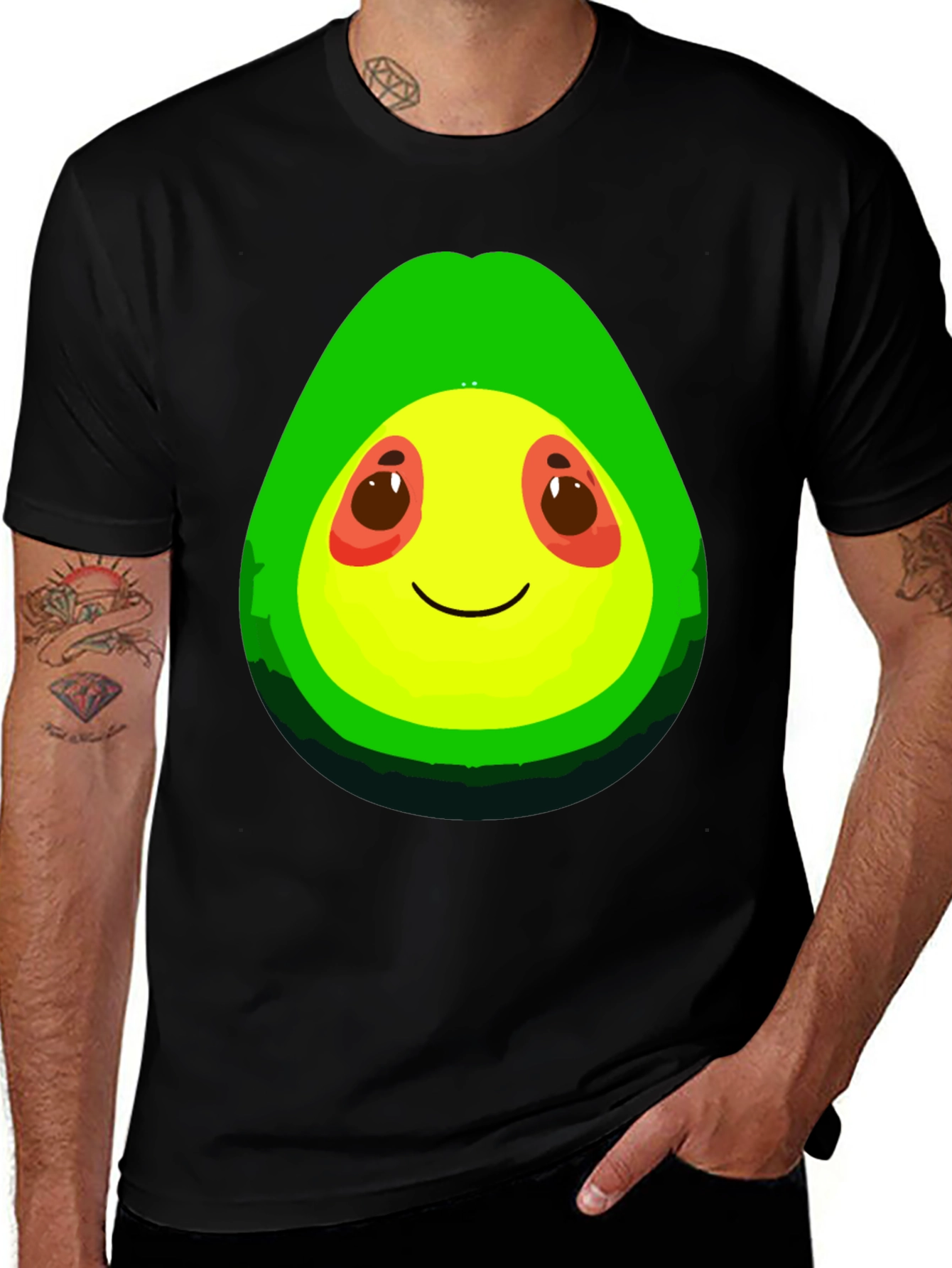 Variant 4 of Cute Avocado Graphic Black T-Shirt
