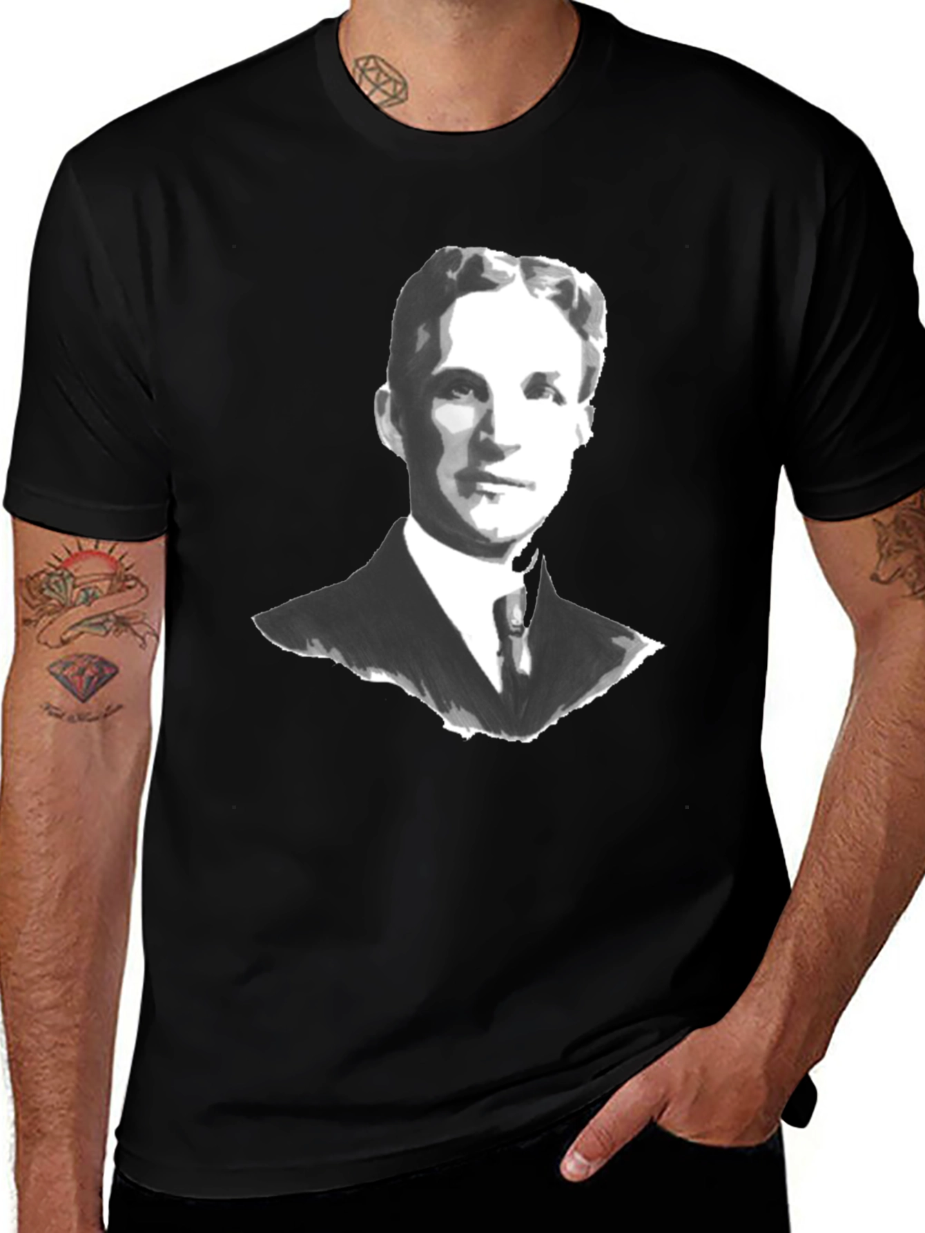 Variant 22 of Classic Portrait Graphic Tee - Black