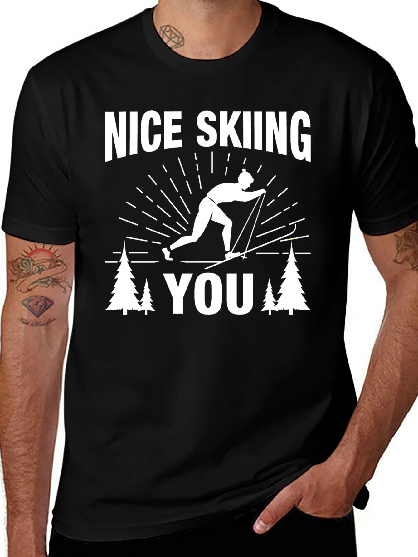 Variant 4 of Nice Skiing You T-Shirt - Black, Graphic Print, Unisex